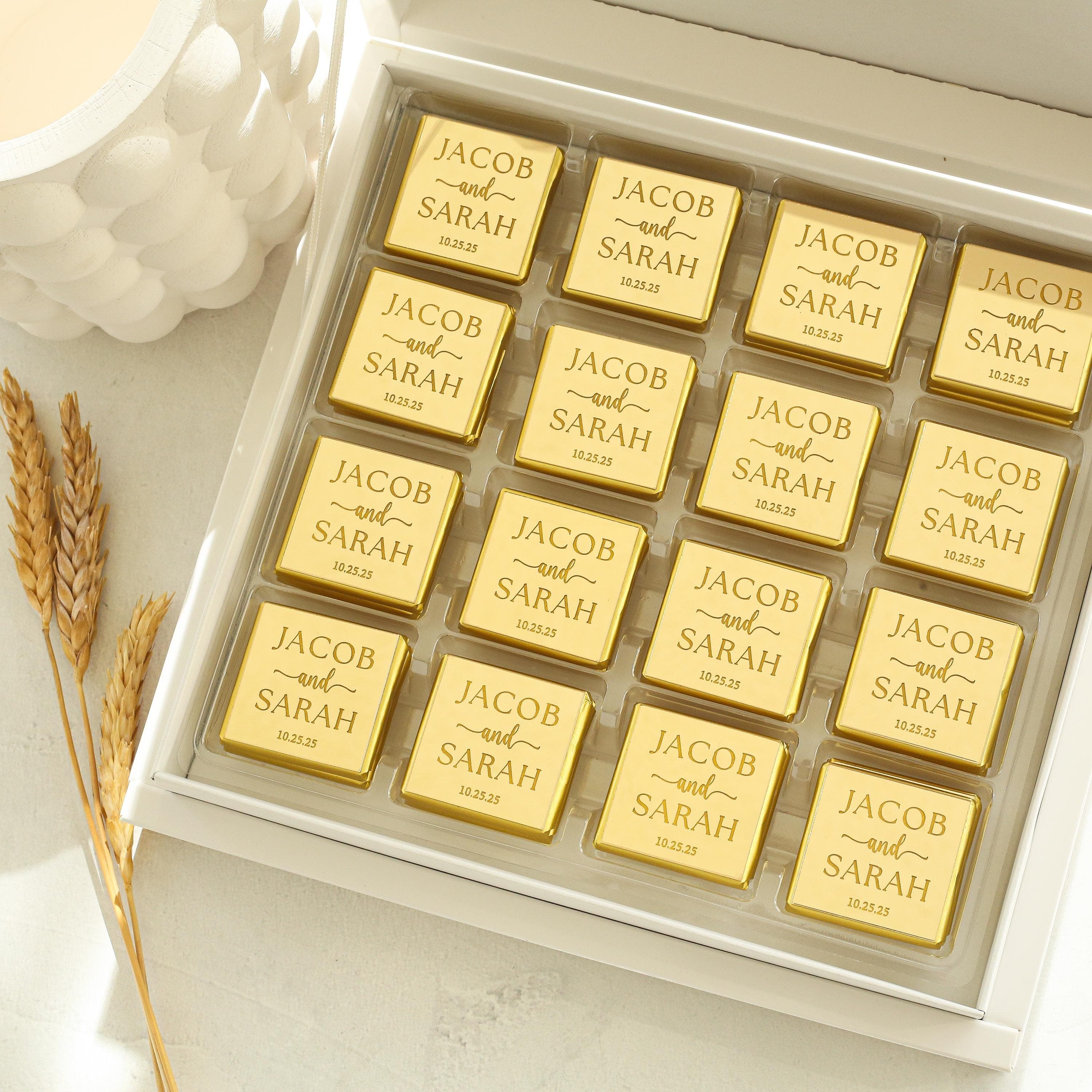 Mirror Gold Plexiglass Chocolate Favors, Thank You Favors For Guest, Anniversaries and Wedding Party Gift Treat Chocolate, Engagement - image 3