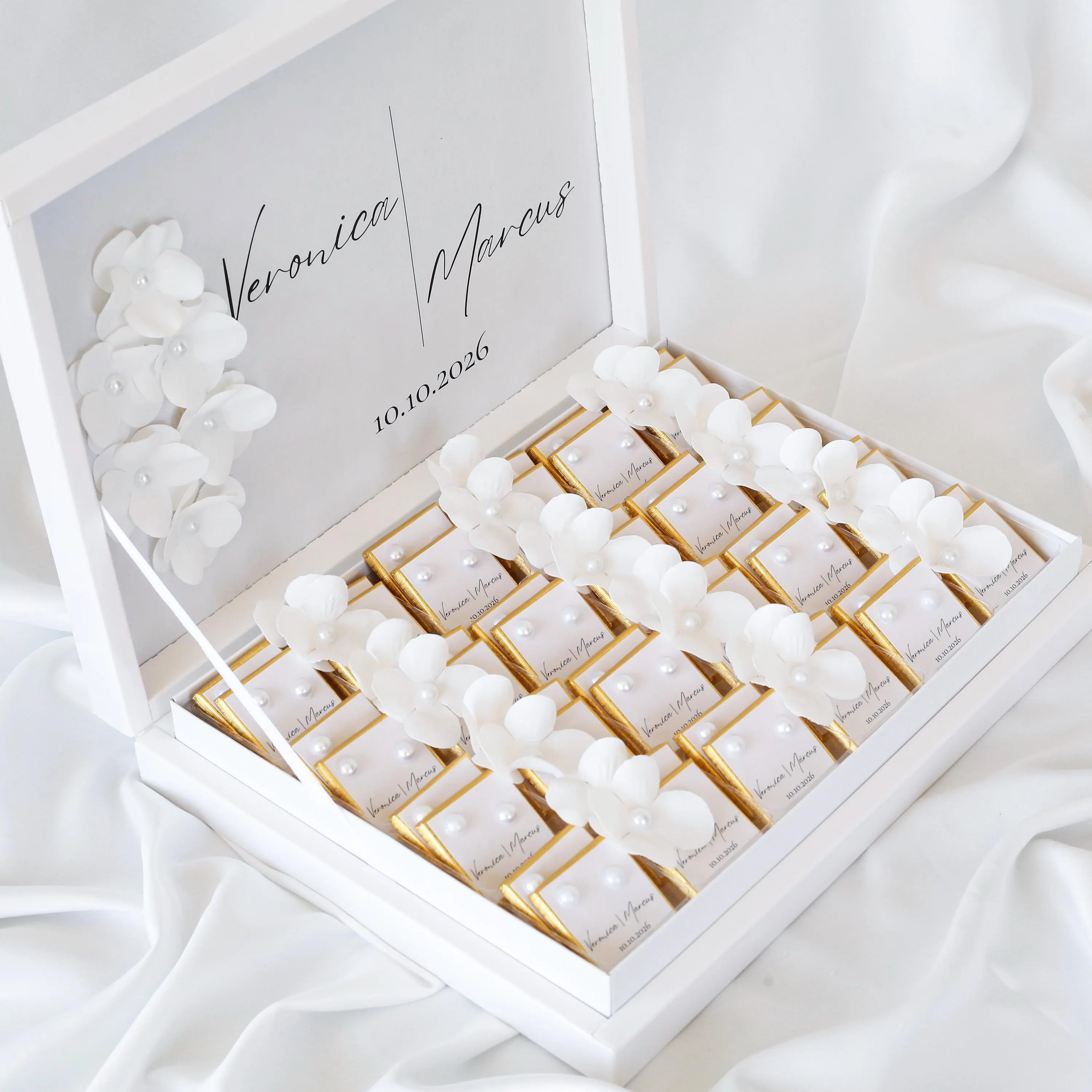 Wedding Favors Chocolate, Wedding Favors, Engagement Chocolate, Luxury Box Chocolate, Floral & Pearl Details, Personalized Wedding Favors - image 3