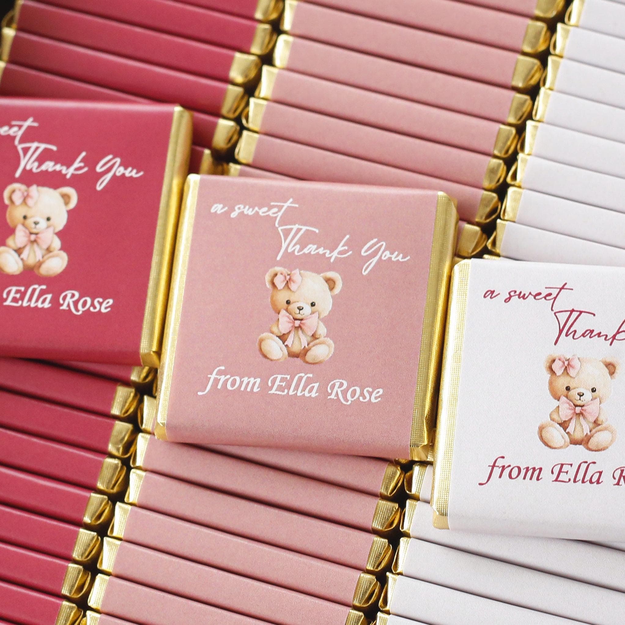 Custom Teddy Bear Birthday Chocolate , Welcome Baby Party Chocolate, Teddy Bear Party Favor, Baby Shower Chocolate, 50 Pcs Wedding Chocolate - image 5