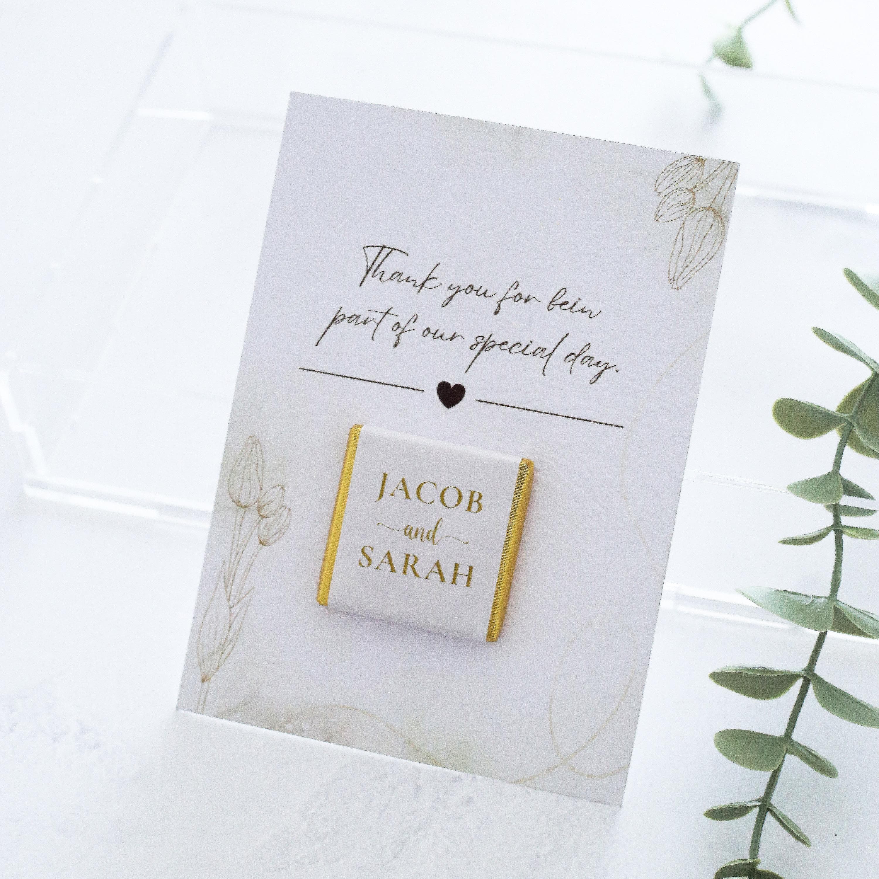 Personalized Wedding Chocolate Favors: Gold Foil, Custom Card (Set of 50) - image 4