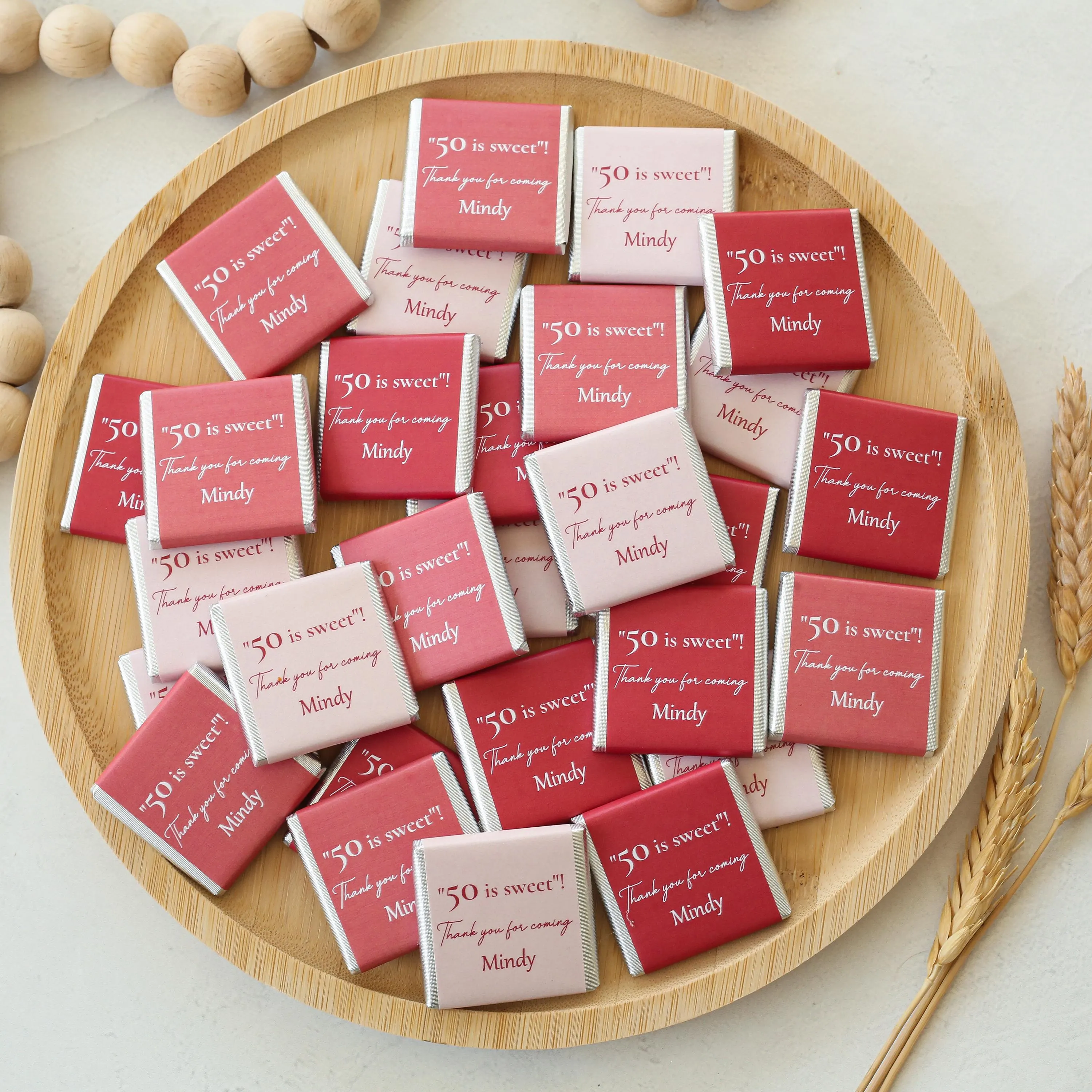 Personalized Milestone Birthday Chocolate Favors: 40th, 50th, 60th, 70th, 80th, 90th, 100th - image 4
