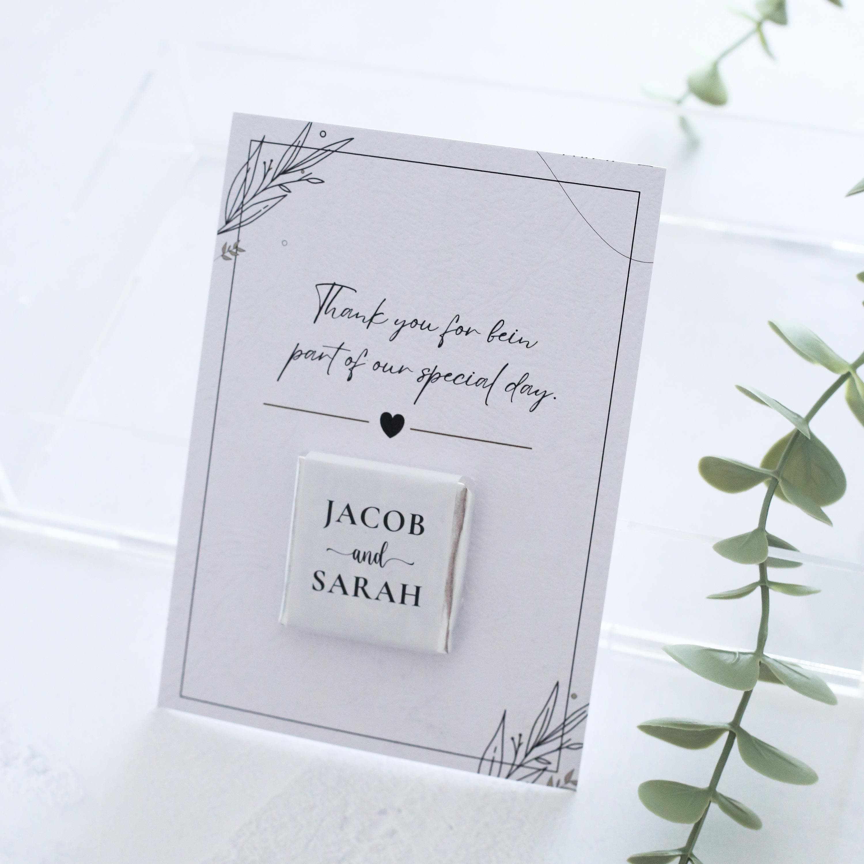 Personalized Wedding Chocolate Favors: Gold Foil, Custom Card (Set of 50) - image 3