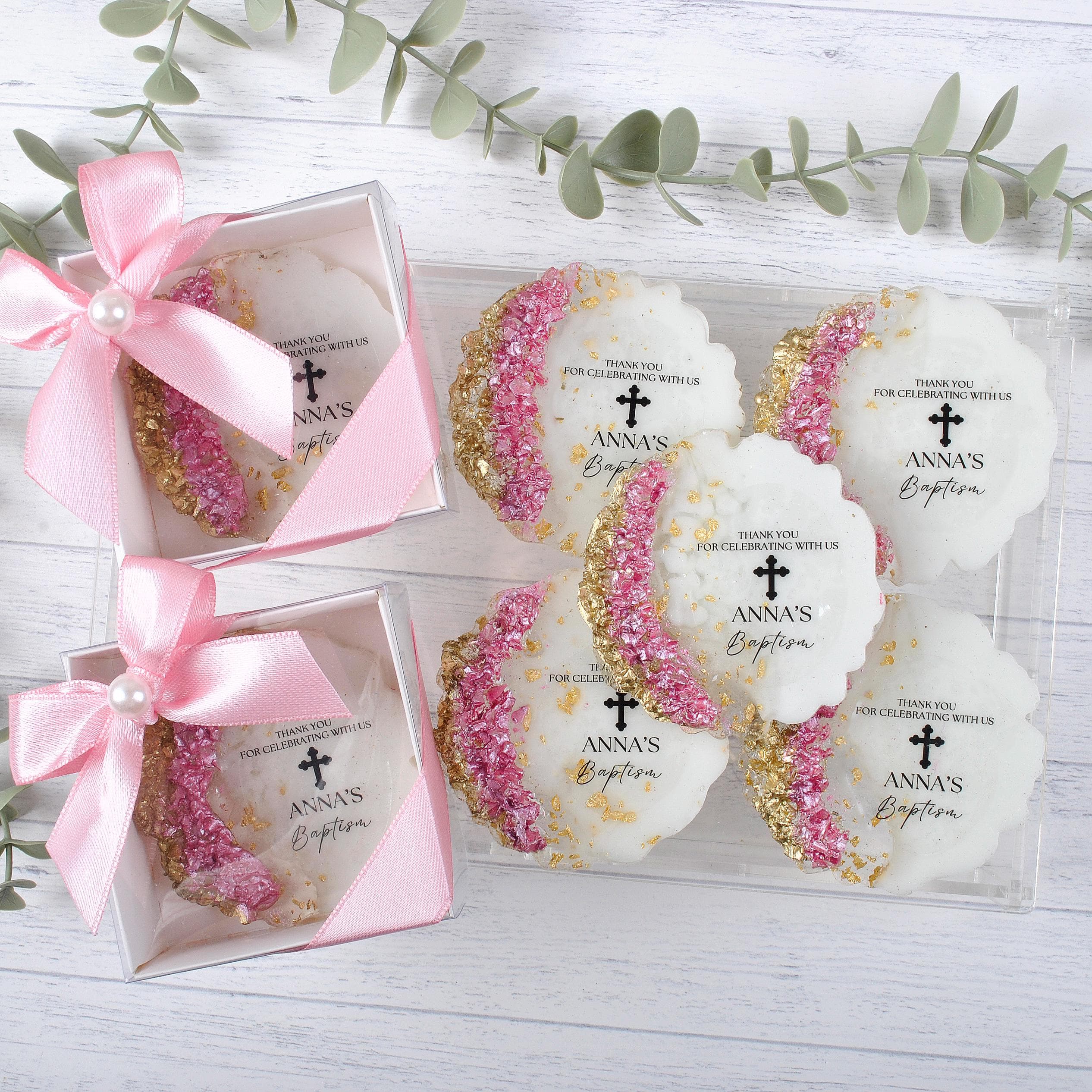 Baptism Epoxy Magnet Favor, Personalized Christening Gift, Custom First Communion Mi Bautizo Keepsake, Magnet Favors for Guests