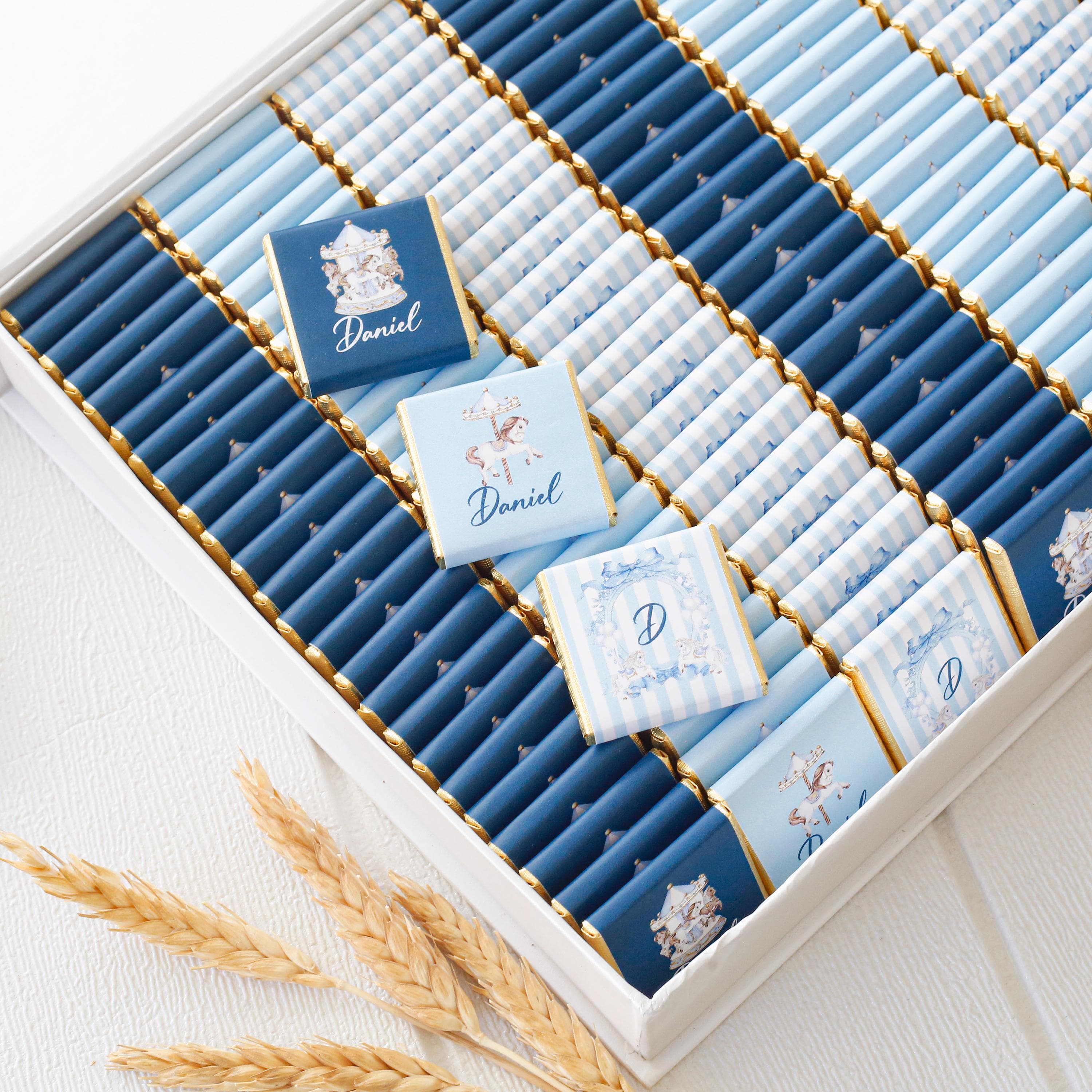 50 Pcs Personalised Baby Shower Chocolate, Newborn Baby Chocolate, Custom Chocolate Favors, Sweet16, Baptism Chocolate, Baby Shower Gift - image 5