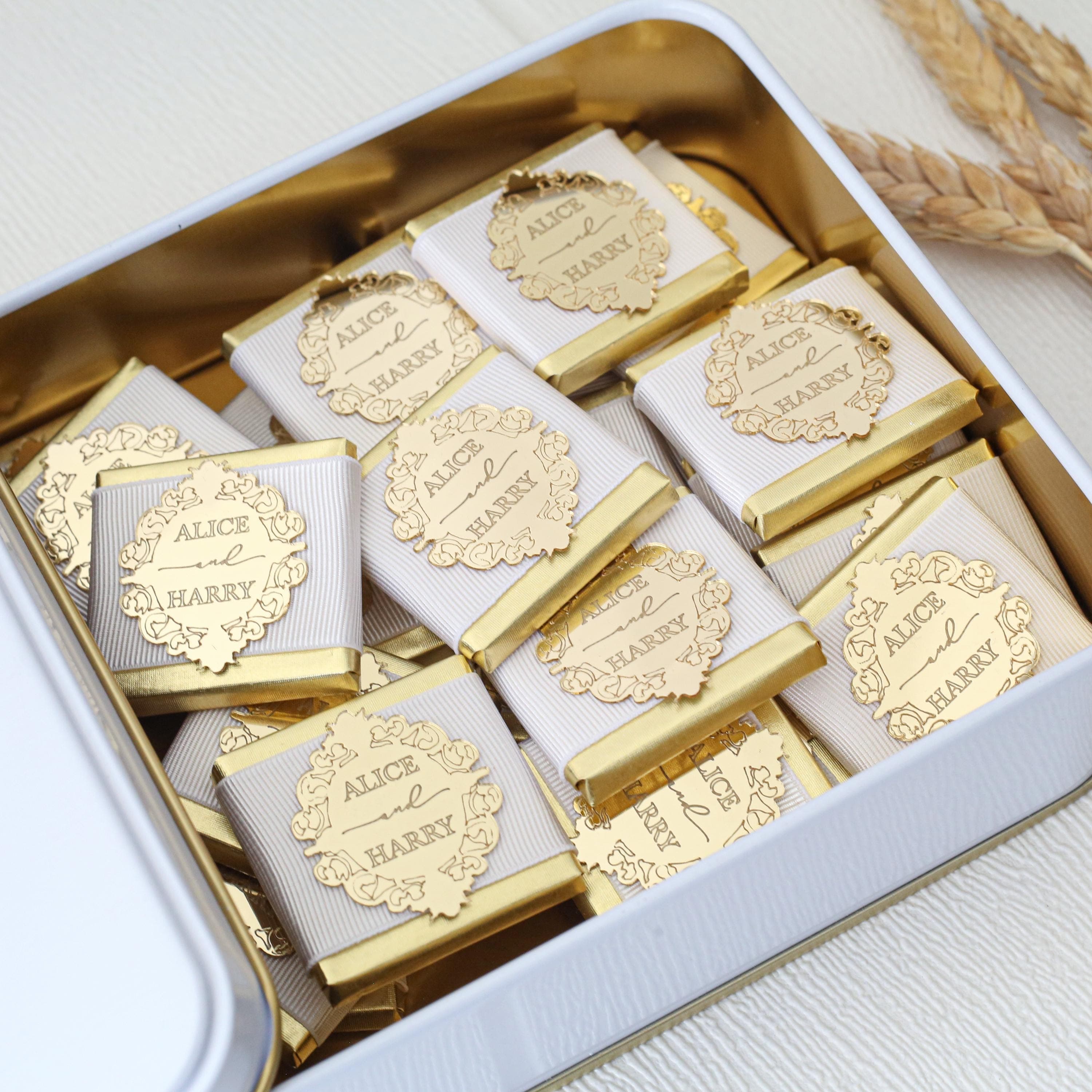 Personalized Chocolate Favors, White Ribbon, Engagement, Baptism Chocolate party favors, Personalized chocolate for Wedding