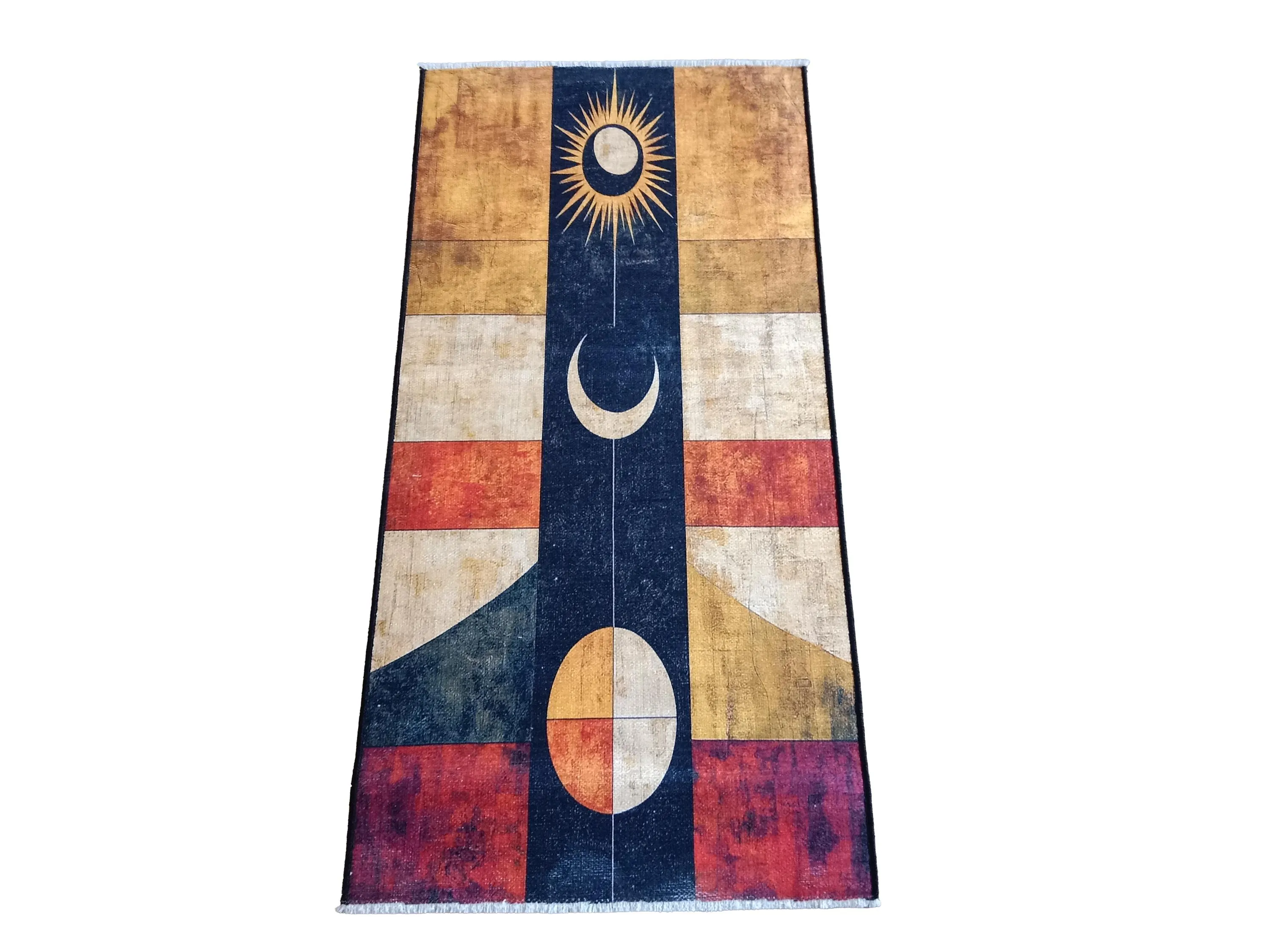 Ethnic rug, Bohemian rug, Gothic rug, Sun and moon rug, Planet printed rug, Stylish runner rug, Washable rug, Non slip corridor rug, RB-561
