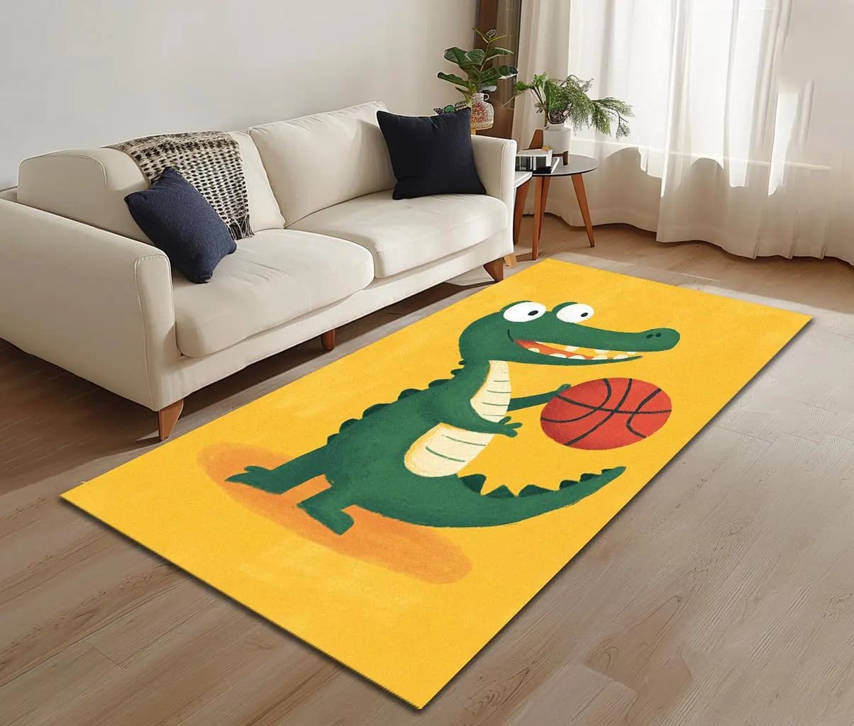 Yellow rug, Crocodile print rug, Sporty rug, Boy room rug, Front door rug, Housewarming rug, Washable rug, Anti slip back rug, RB-1142