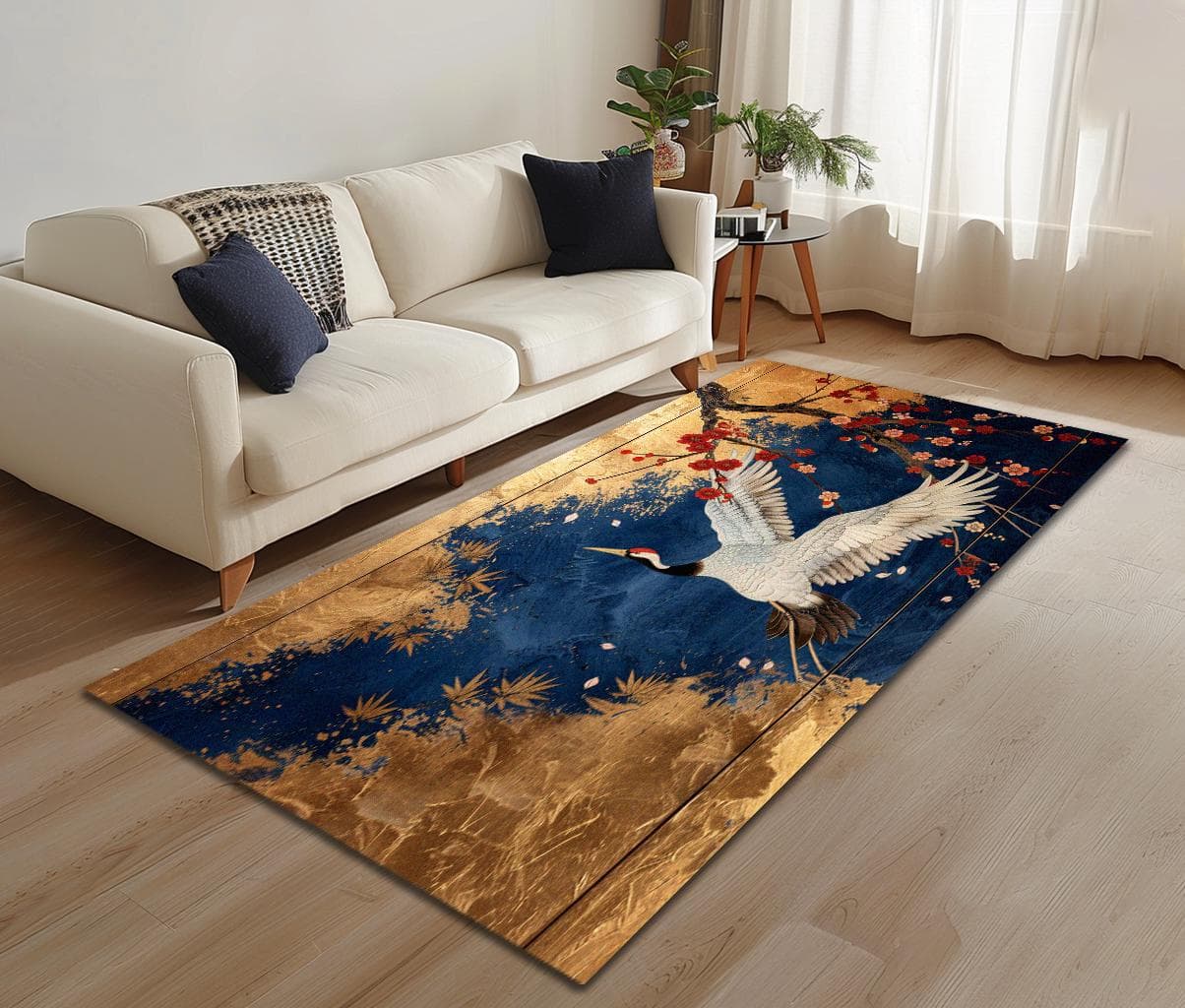 Elegant design rug, Cozy indoor rug, Bird motif rug, Chic area rug, Utility rug, Suit for any room, Washable rug, Anti slip rug, RB-1175