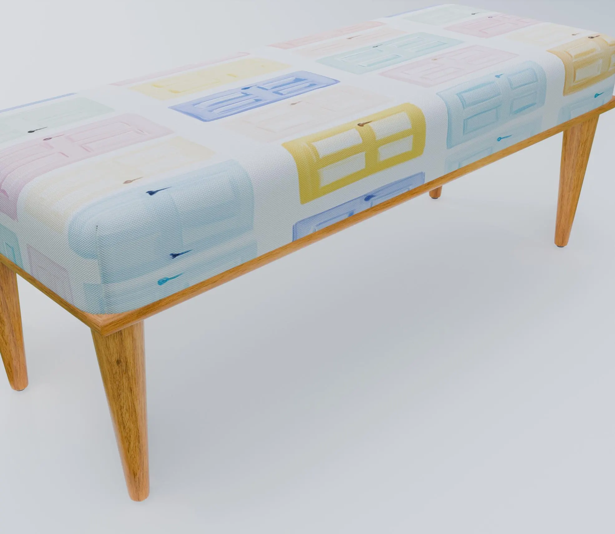 Door print bench, Make up bench, High end furniture, Bedroom pouf, Regular bench, Long lasting bench, Ottoman end table, RB bench 1100