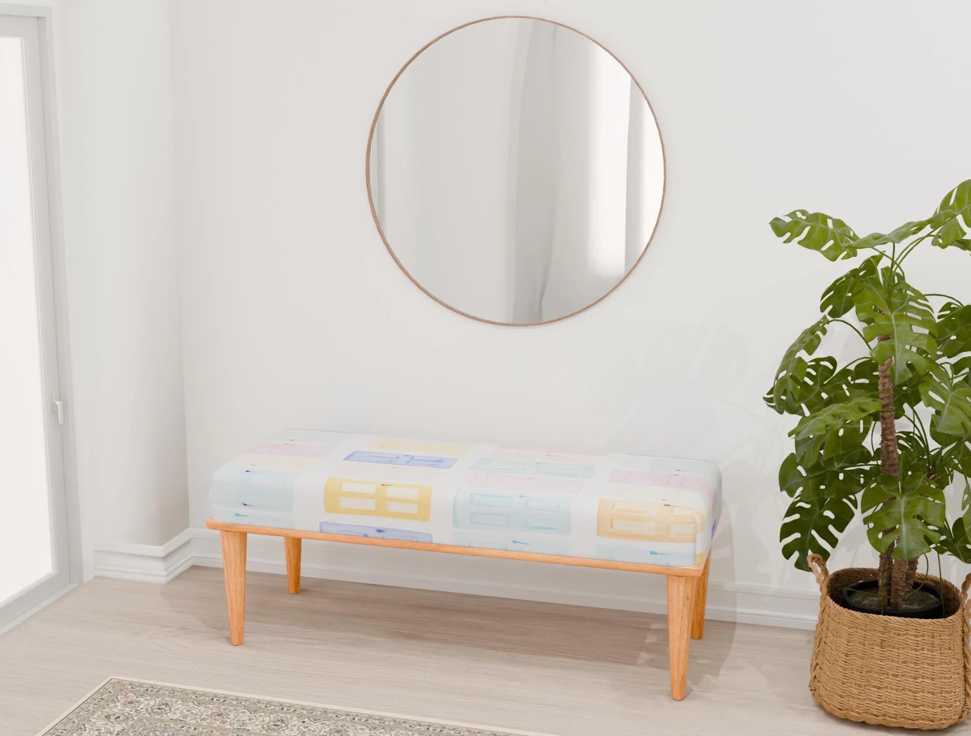 Door print bench, Make up bench, High end furniture, Bedroom pouf, Regular bench, Long lasting bench, Ottoman end table, RB bench 1100