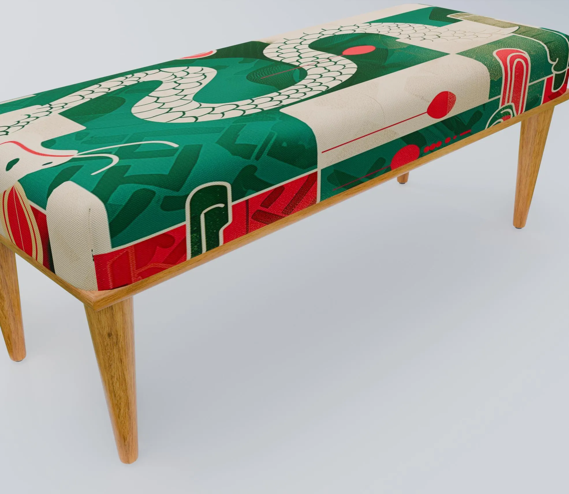 Snake motif bench, Country bench, Farmhouse furniture, Ottoman tea table, Wooden bench, Kitchen chair, Entryway organizer, RB bench 1172