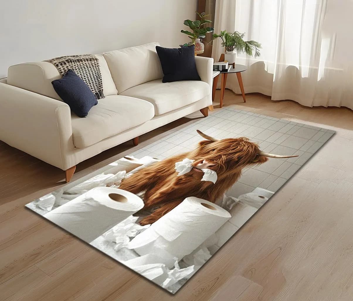 Rug for toilet, Landing rug, Cow pattern rug, Pretty design rug, Artwork rug, Designer rug, Easy to clean rug, Non slip back rug, RB-1179