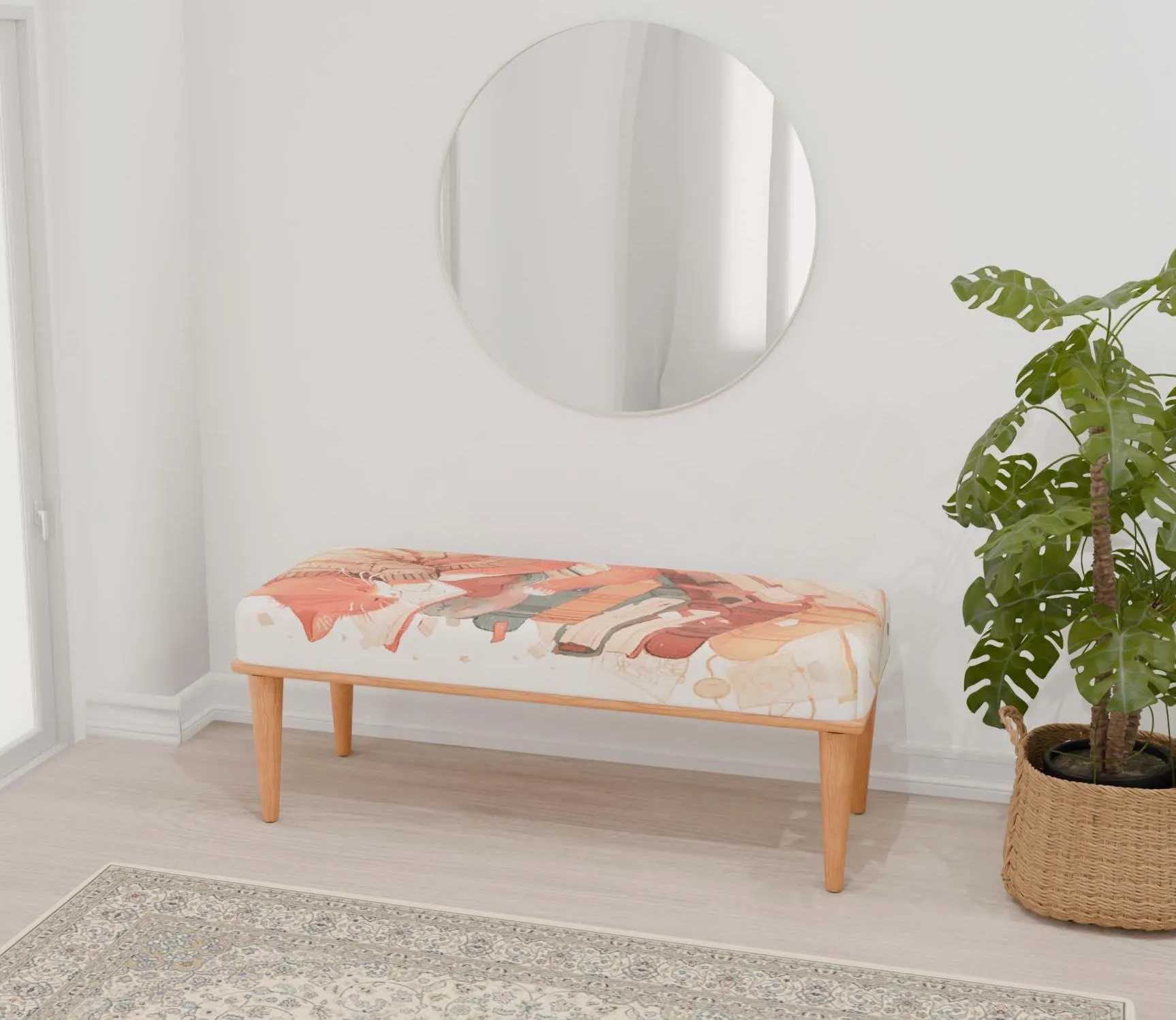 Cat pattern bench, Bench for library, Cozy home decoration, Bright bench, Ottoman furniture, Custom sizes bench, Cool bench, RB bench 1151