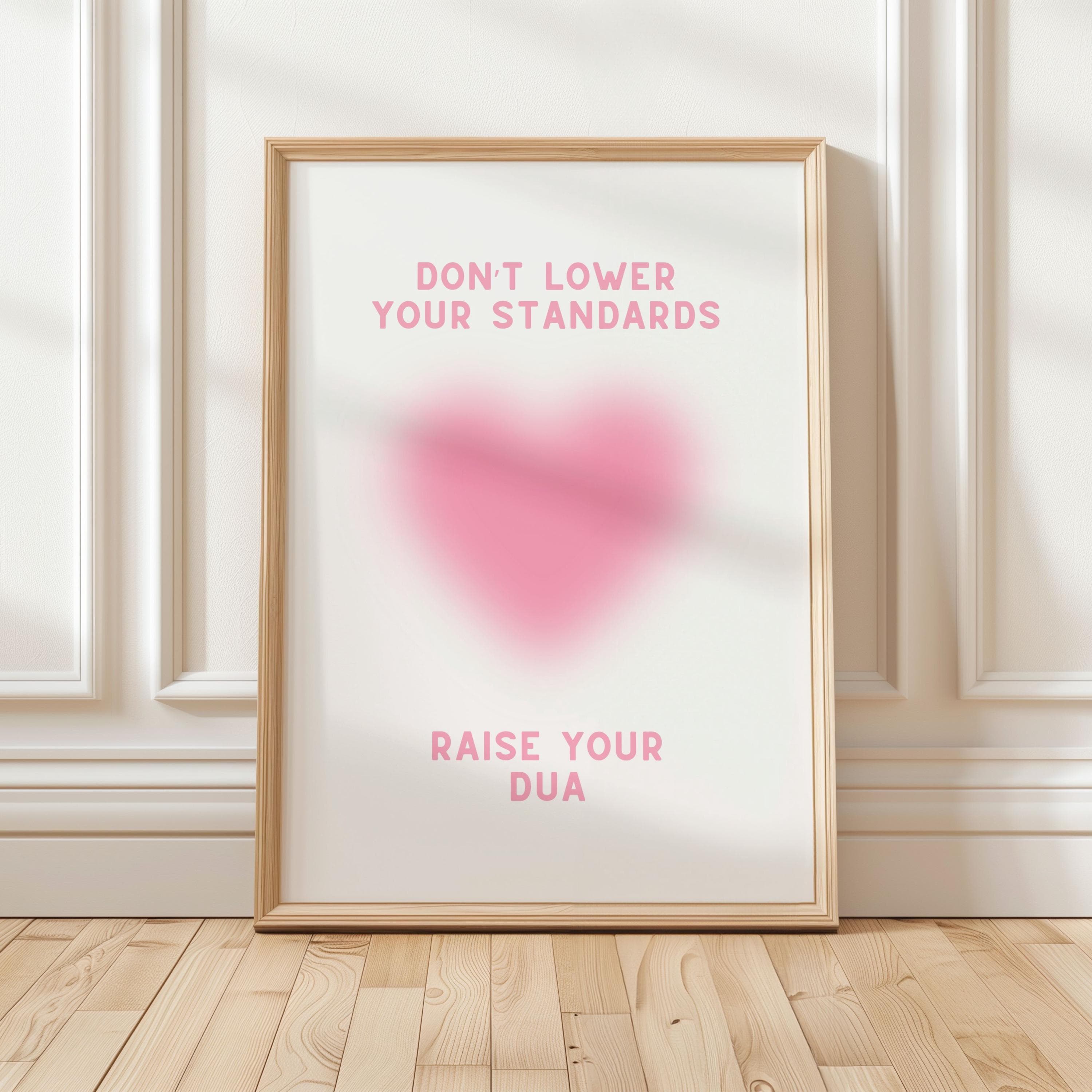 Raise Your Dua Islamic Quote Wall Art in Pink, Digital Download Wall Art, Islamic Wall Art, Modern Islamic Wall Decor, Islamic Posters Gift
