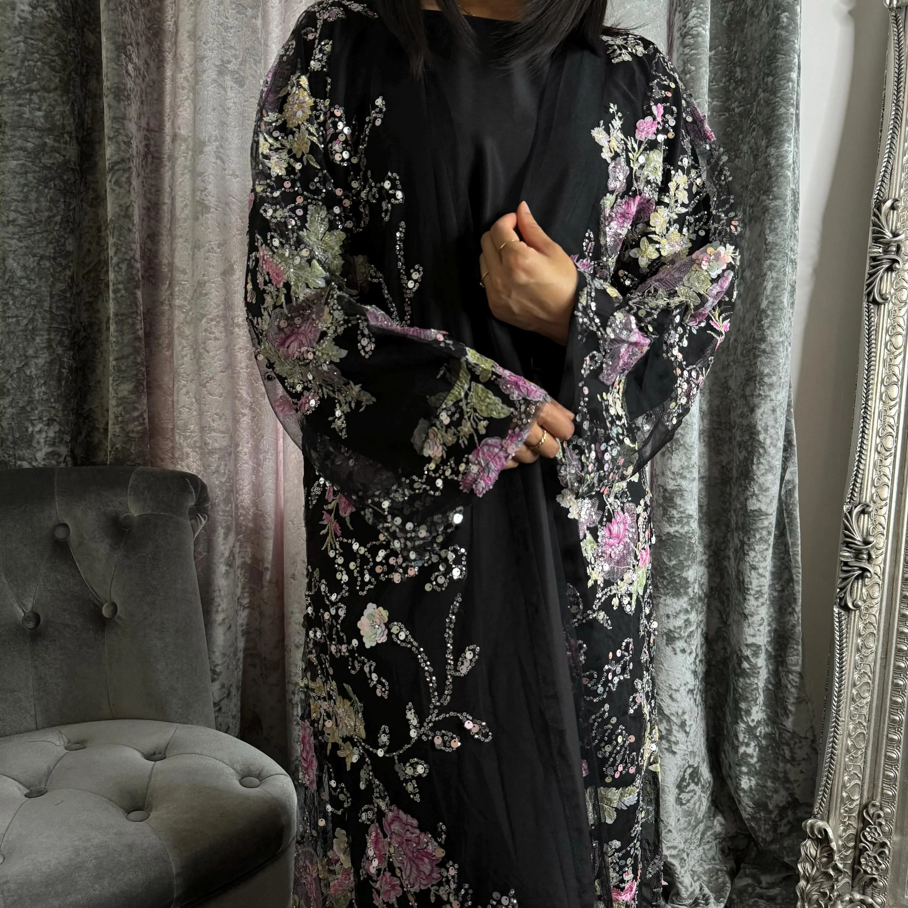 Luxury Lace Abaya: Enchanted Evening Dress, Eid Ramadan Wedding - image 2