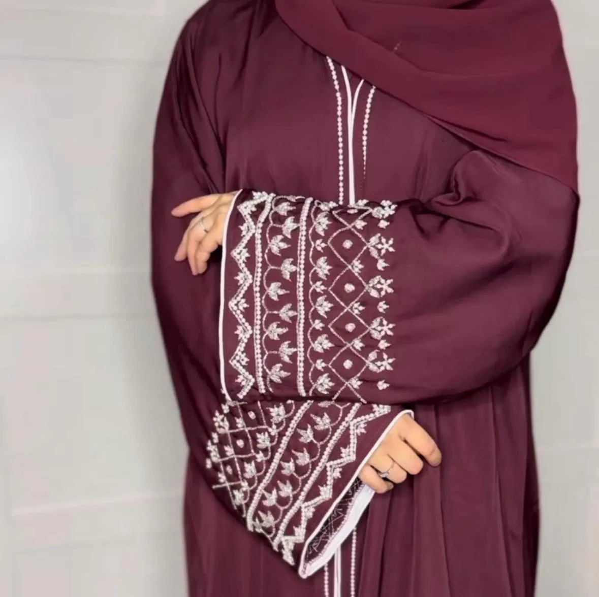 Luxury Black Nidha Abaya: Pearl Embellished Sleeves, Modest Muslim Dress, Evening Outfit - image 5