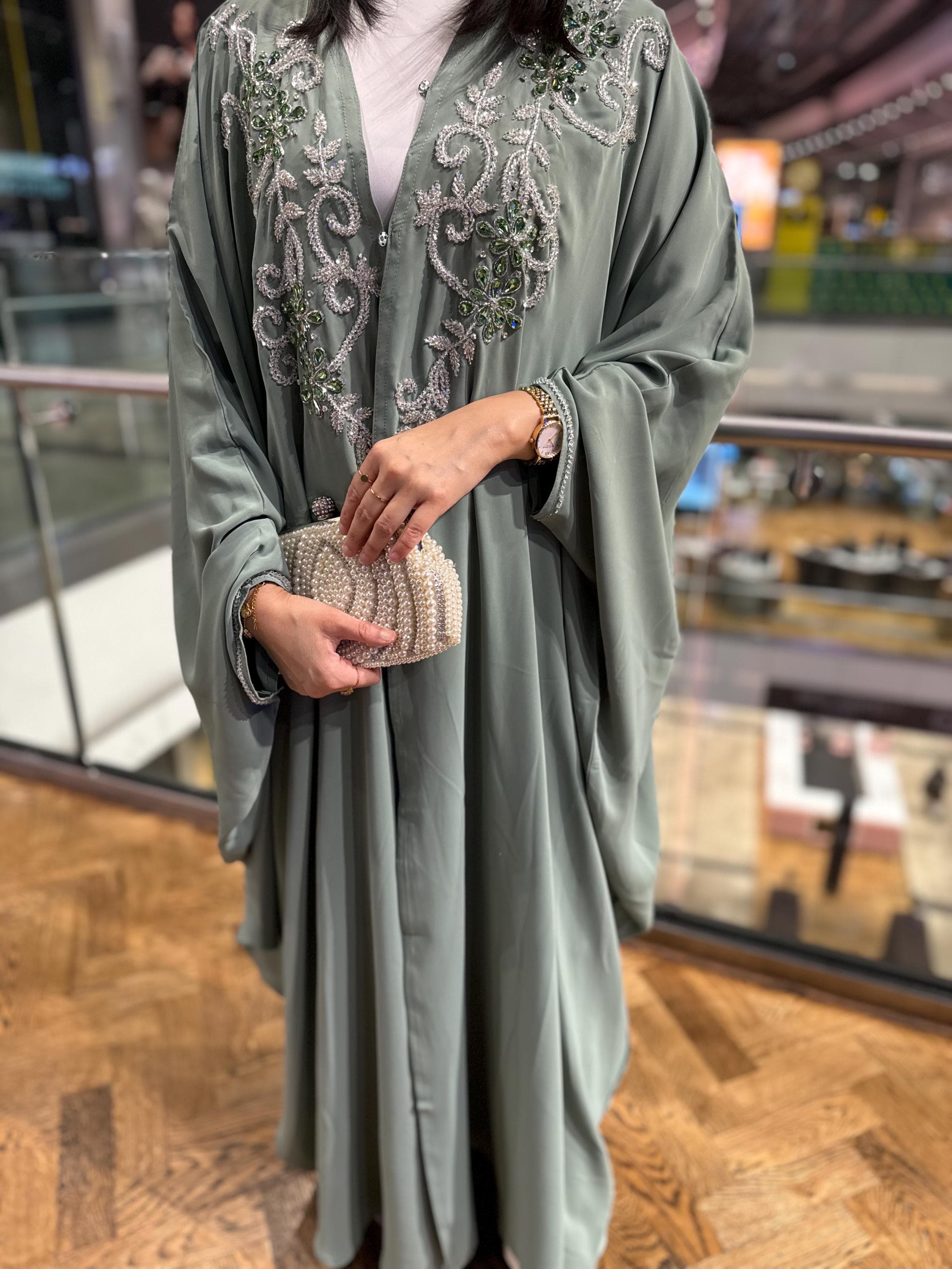 Elegant Beaded Abaya with Hijab, Wedding Ramadan Eid Dress Gift - image 2