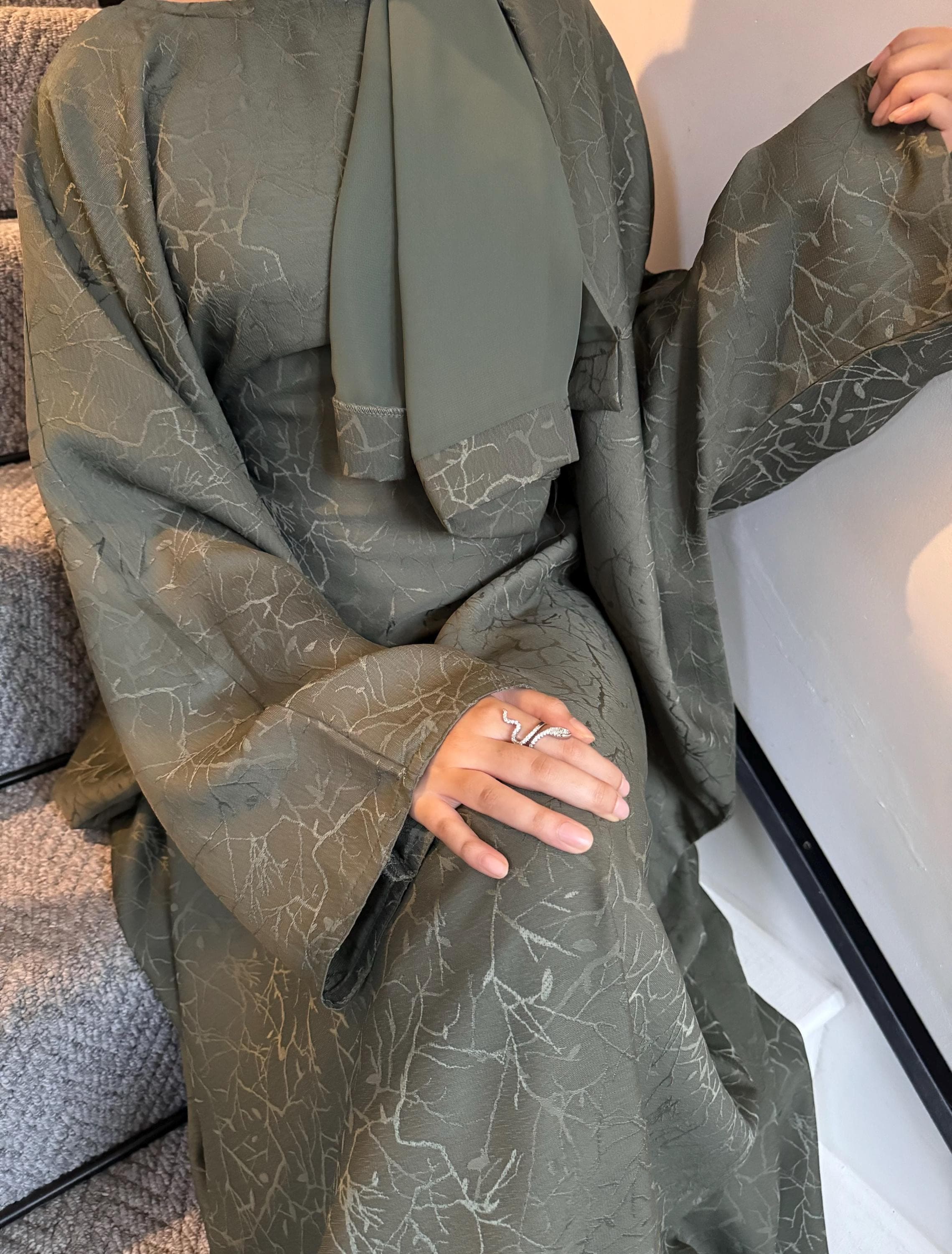 Jacquard Abaya, Butterfly Abaya, Pocket Abaya, Prayer Abaya, Khaki, Brown, Grey Abaya, Eid Abaya, Ramadan, Linen Abaya, Jilbab, Plain Abaya - image 3