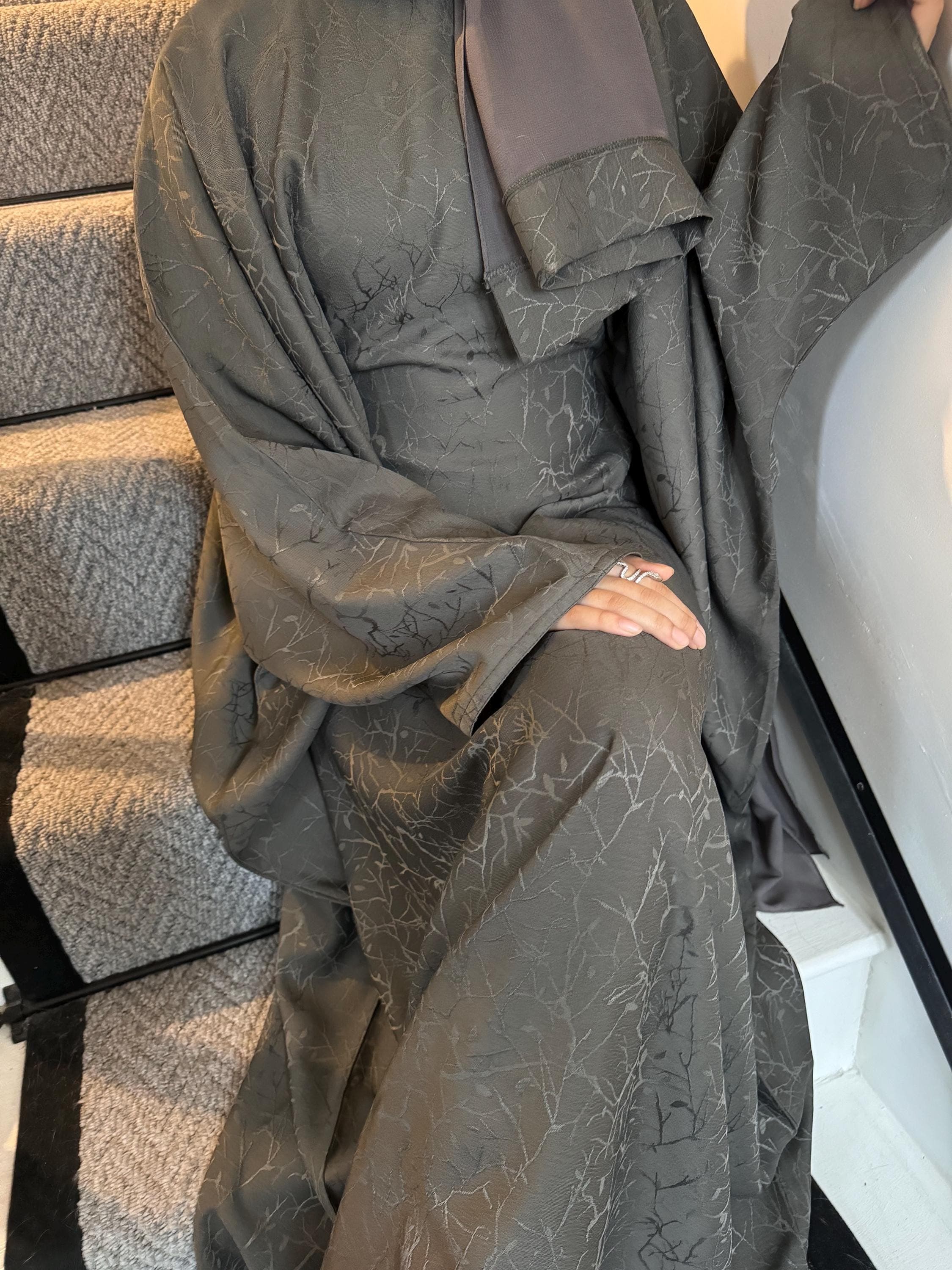 Jacquard Abaya, Butterfly Abaya, Pocket Abaya, Prayer Abaya, Khaki, Brown, Grey Abaya, Eid Abaya, Ramadan, Linen Abaya, Jilbab, Plain Abaya - image 4