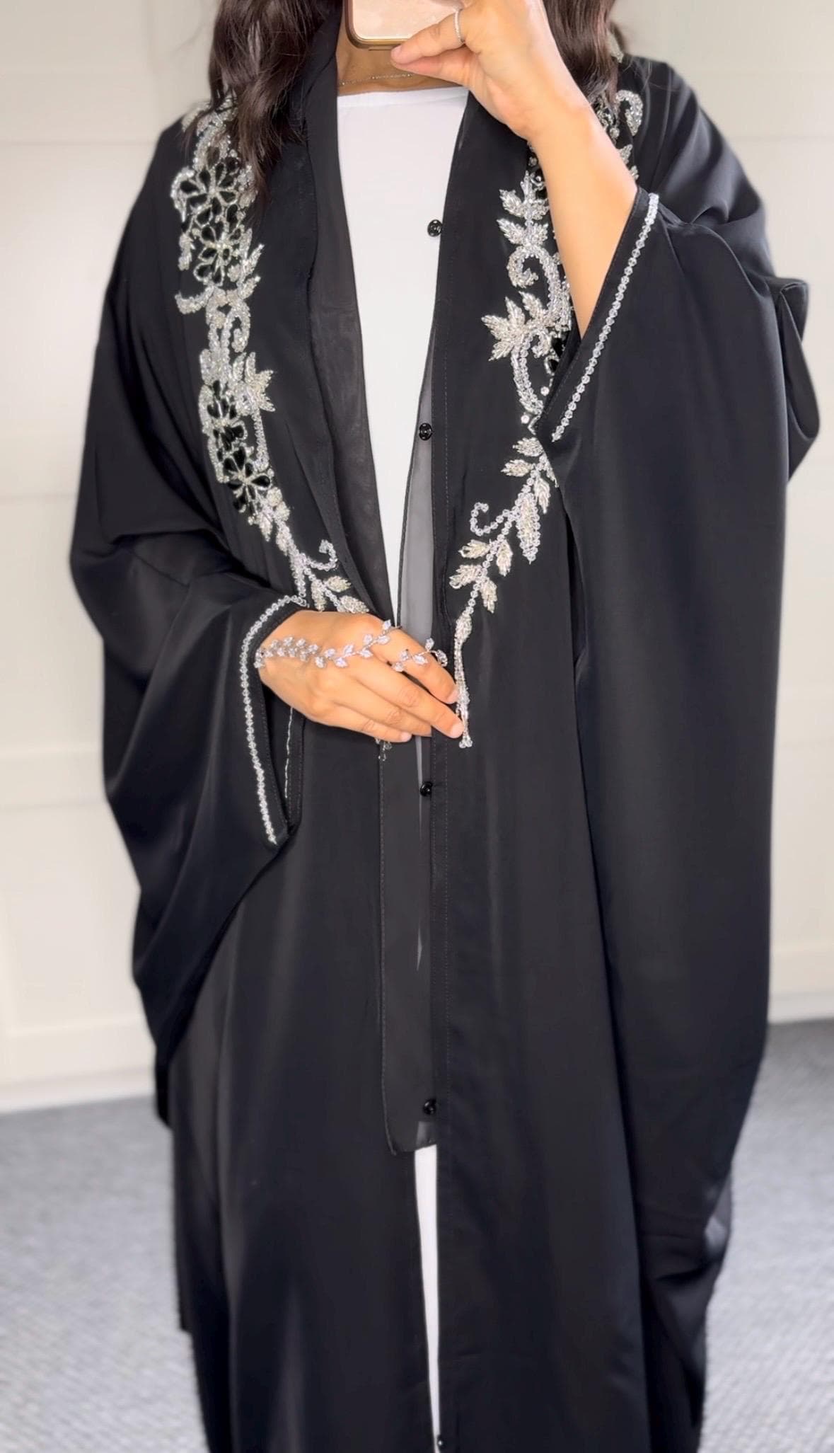 Elegant Beaded Abaya with Hijab, Wedding Ramadan Eid Dress Gift - image 3