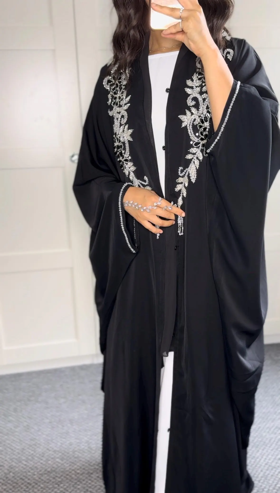 Elegant Beaded Abaya with Hijab, Wedding Ramadan Eid Dress Gift