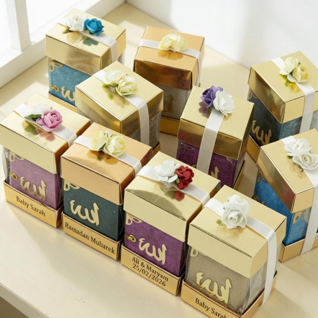 Personalized Mini Quran Velvet Gift Set, Prayer Beads, Eid Wedding Favor - image 3