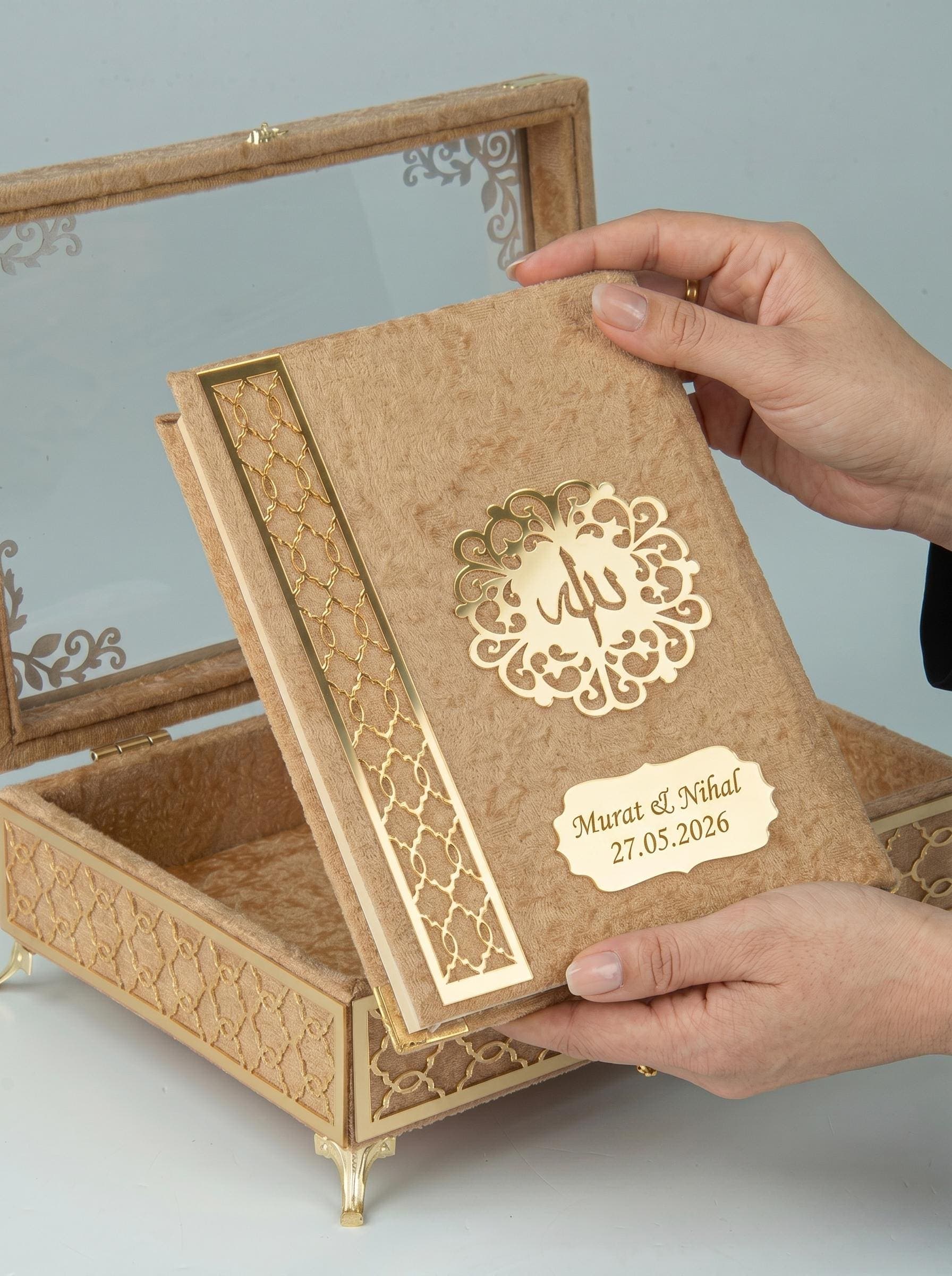 Personalized Velvet Quran Set with Mirrored Chest | Islamic Gift - image 3