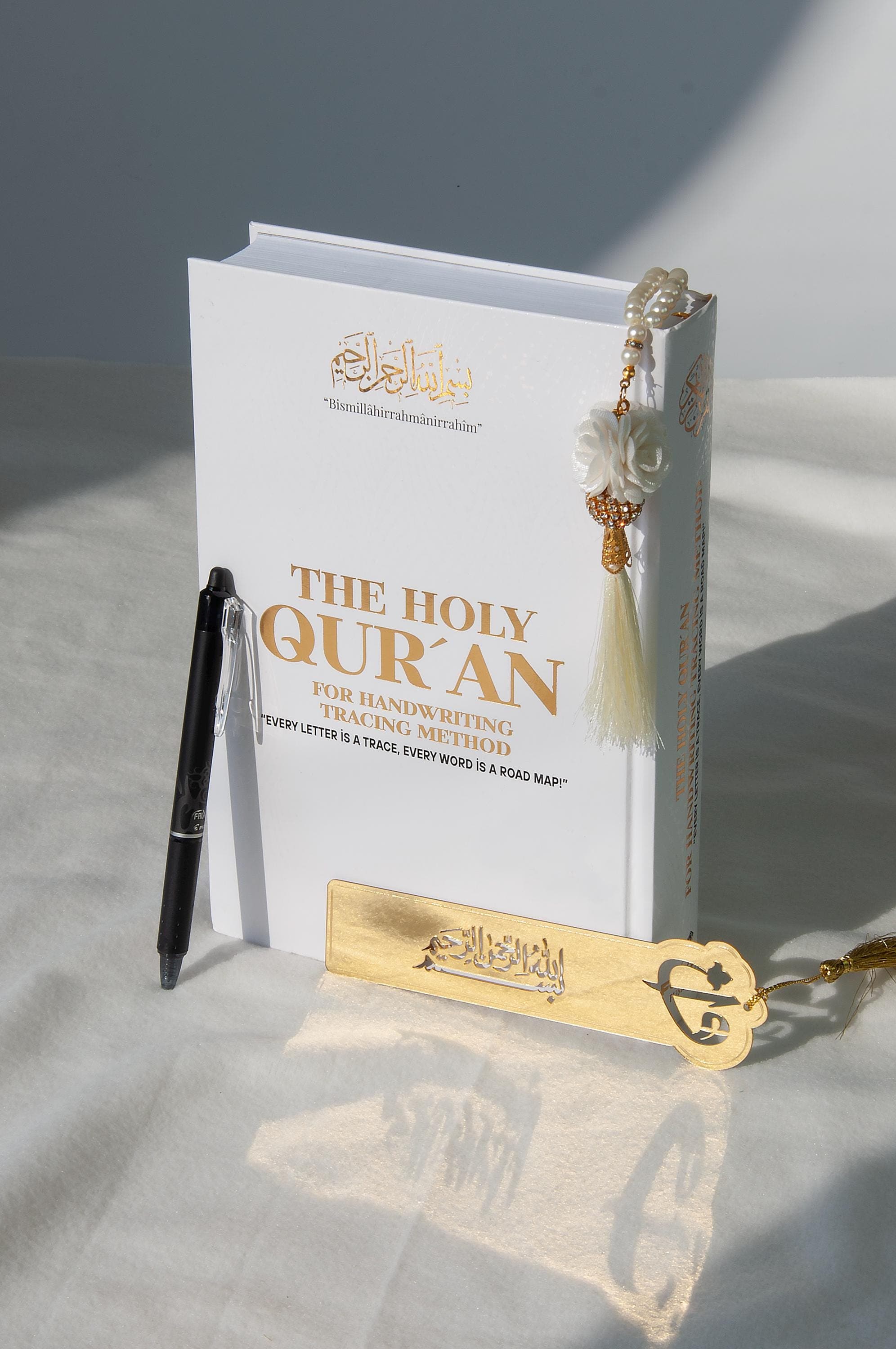 Shadowed Quran Text Mushaf with Erasable Pen Prayer Beads Tracing Workbook Full Tracing Quran Teaching Book Personalized Shaded Quran White - image 3