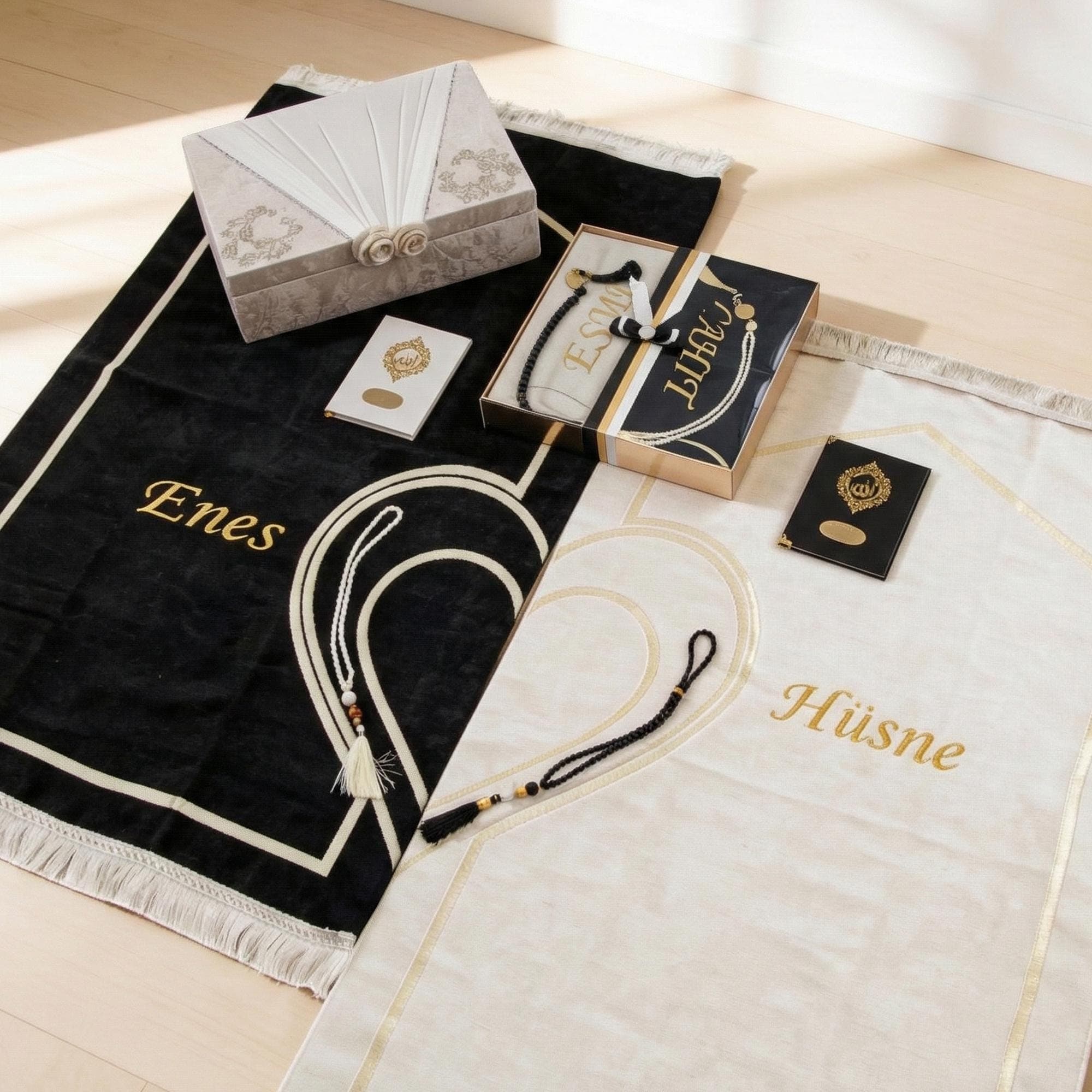 Personalized Prayer Couple Mats Set for Islamic Gift