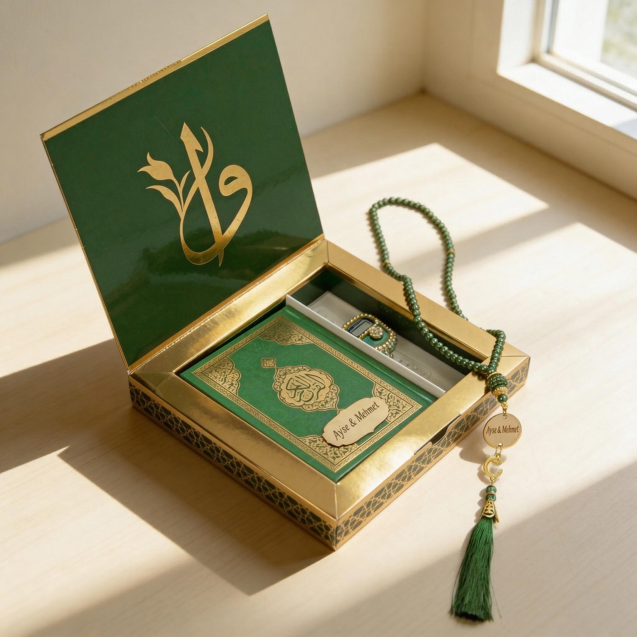 Personalized Quran Gift Set, Prayer Beads, Islamic Wedding, Nikkah & Eid Gift - image 5