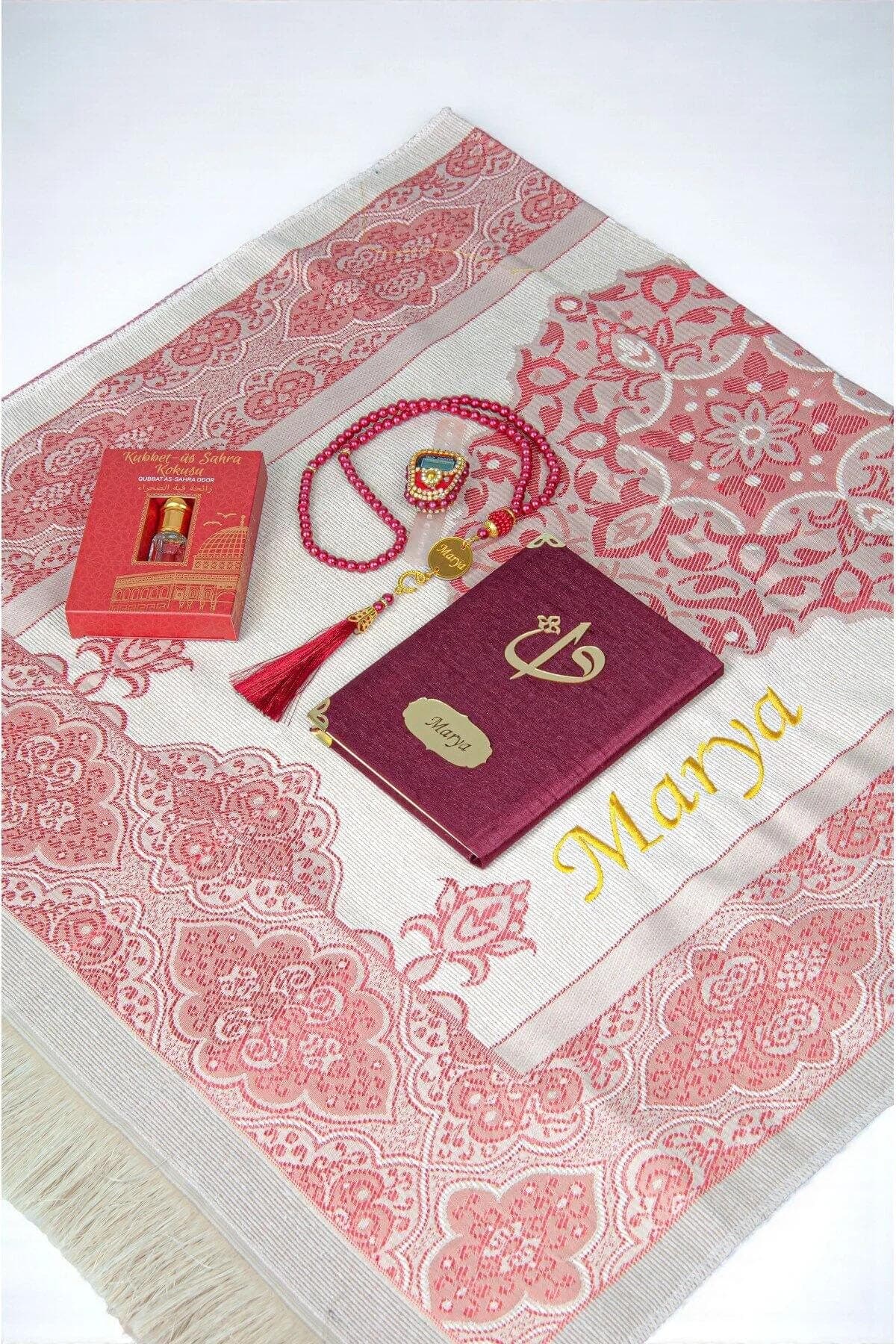 Personalized Prayer Mat, Islamic Gift Set, Prayer Rug for him, Yaseen Dua Book Tasbih Gift, Eid Gift, Ramadan Gift, Birthday Gifts, Black - image 4