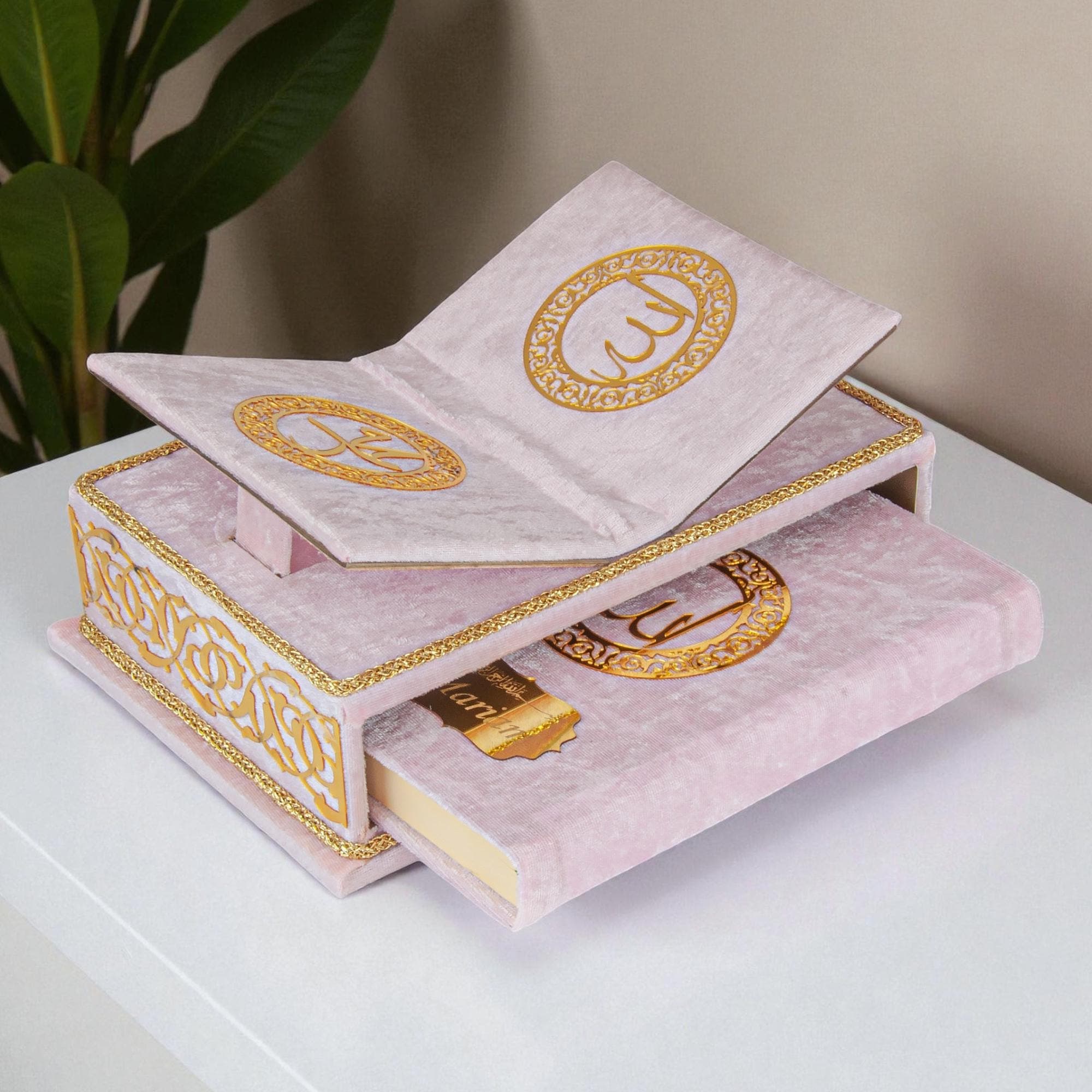 Personalized Velvet Quran with Quran Stand for Islamic Gift Green - image 5