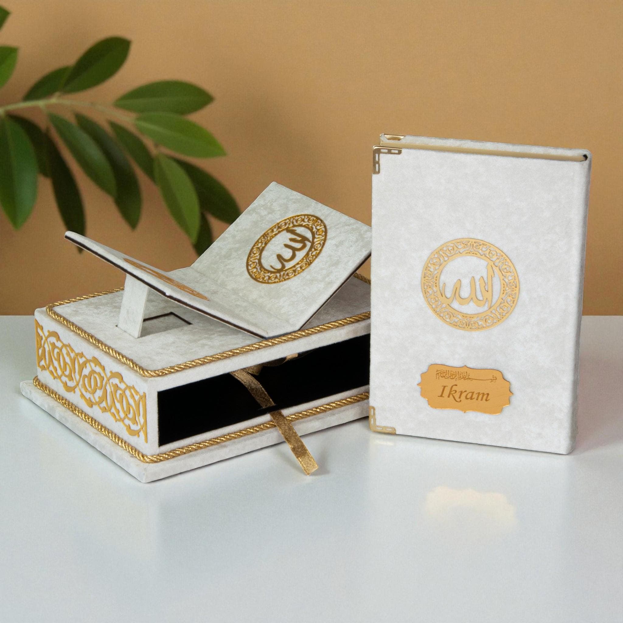 Personalized Velvet Quran with Quran Stand for Islamic Gift Pink - image 5