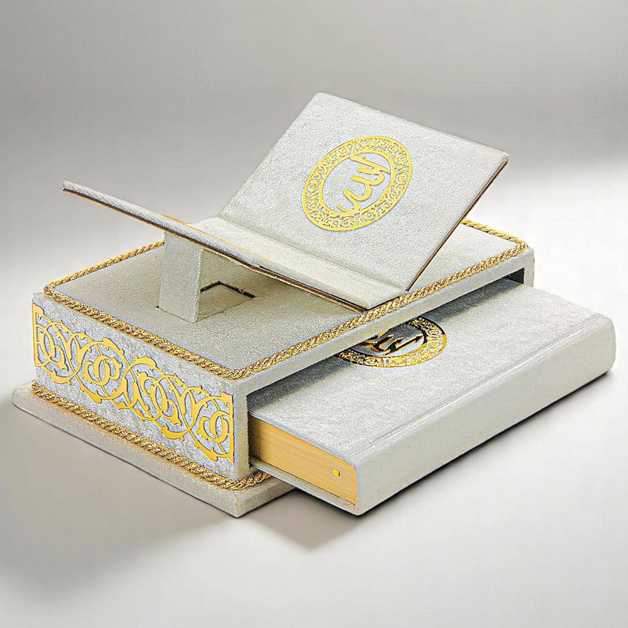 Personalized Quran Set with Desk Stand Quran Stand Islamic Gift Set Muslim Gift Islamic Wedding Gift Birthday Gift Umrah Gift Velvet Covered - image 3