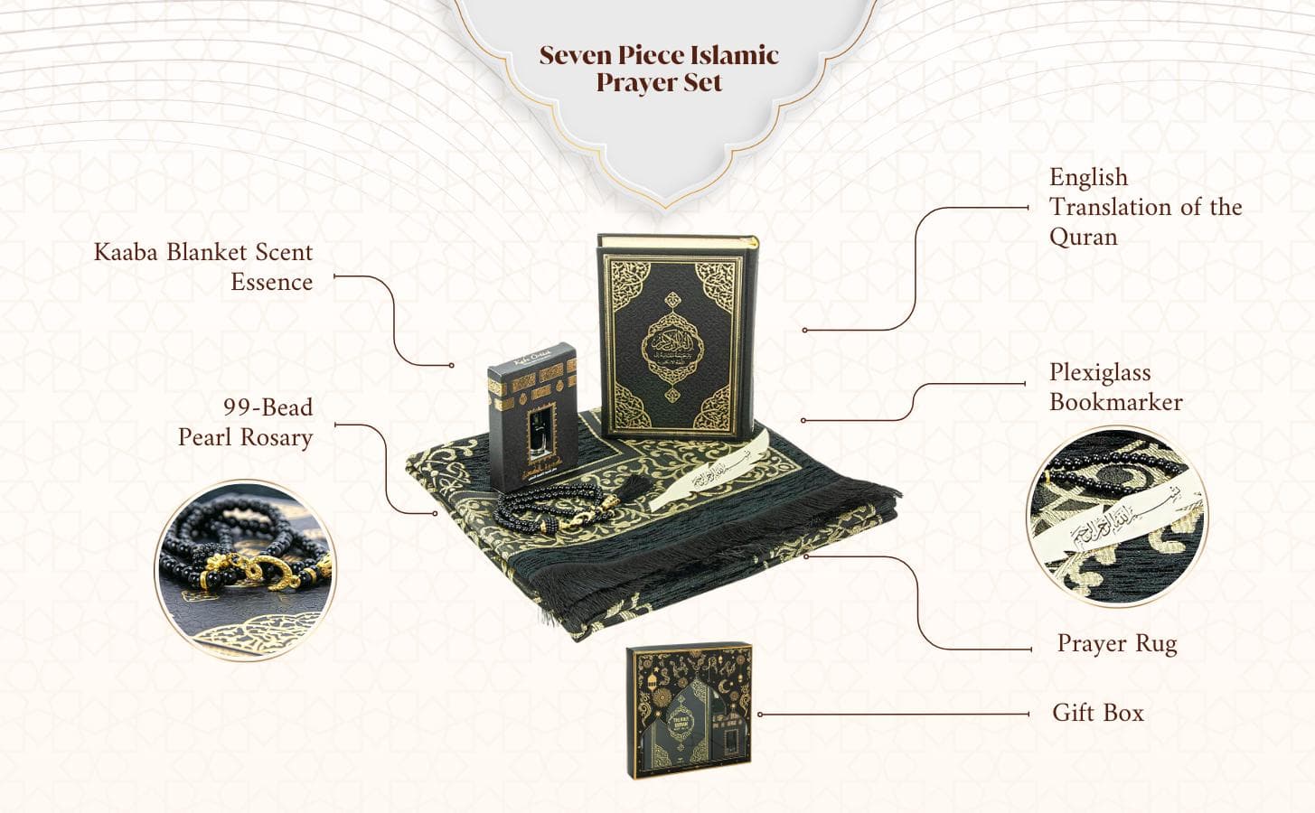 Personalized English Holy Quran and Prayer Mat Set with Thermo Leather Cover | Islamic Gift | - image 3