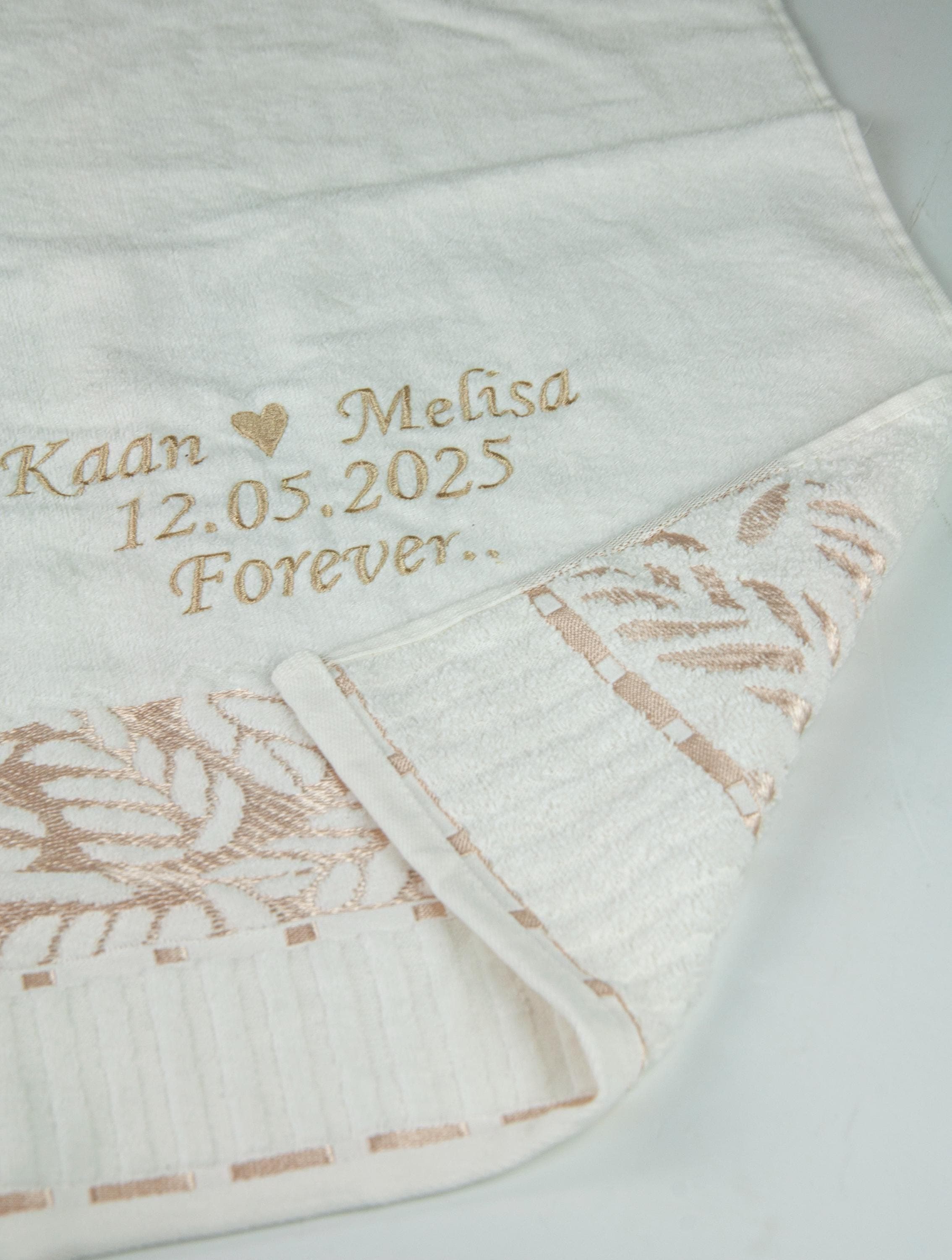 Personalized Turkish Bath Cotton Towel, Wedding gift,  Embroidered Towel, Bridal Shower Gift Gold and Silver - image 5