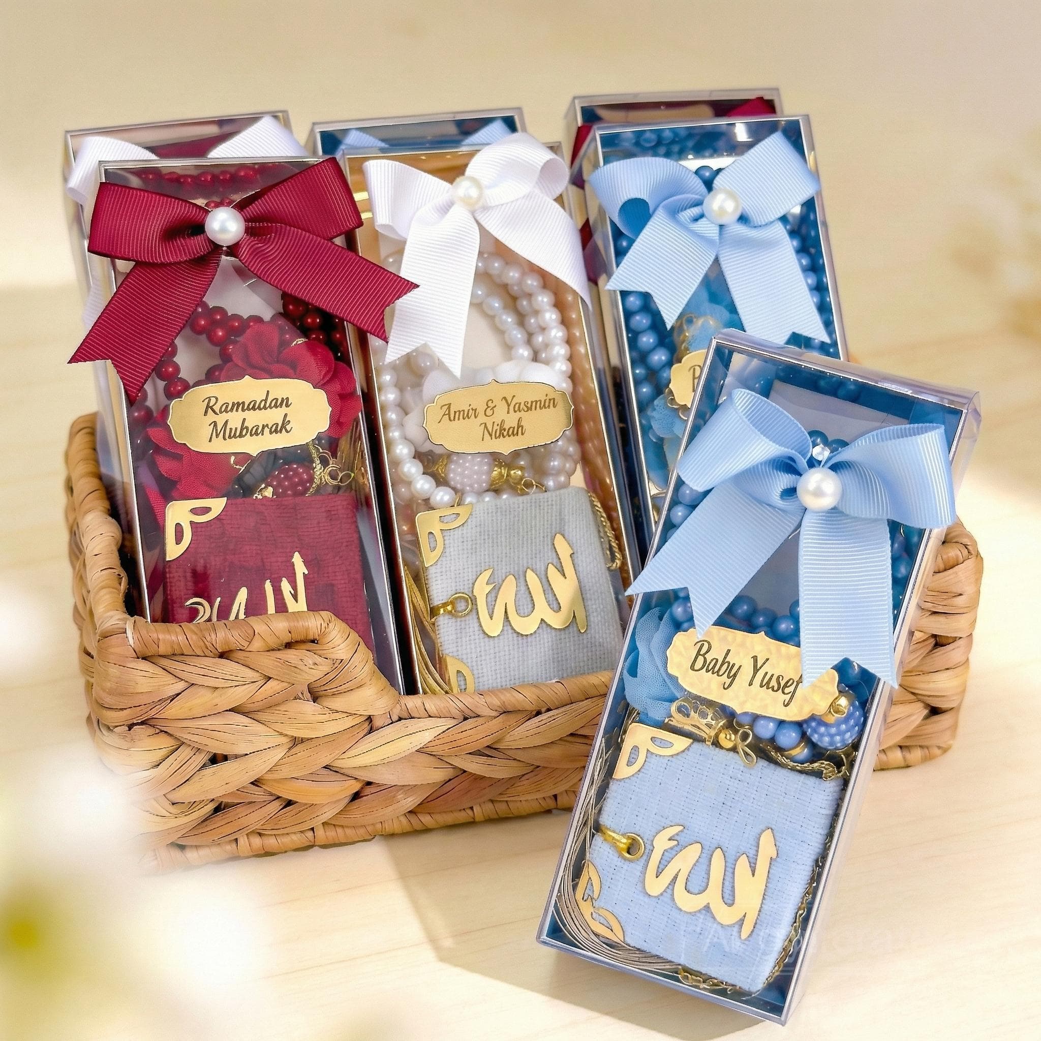 Personalized Velvet Mini Quran Gift Set with Decorative Elegant Box, Pearl Tasbeeh Counter, Eid Favor, Wedding Gift - image 4