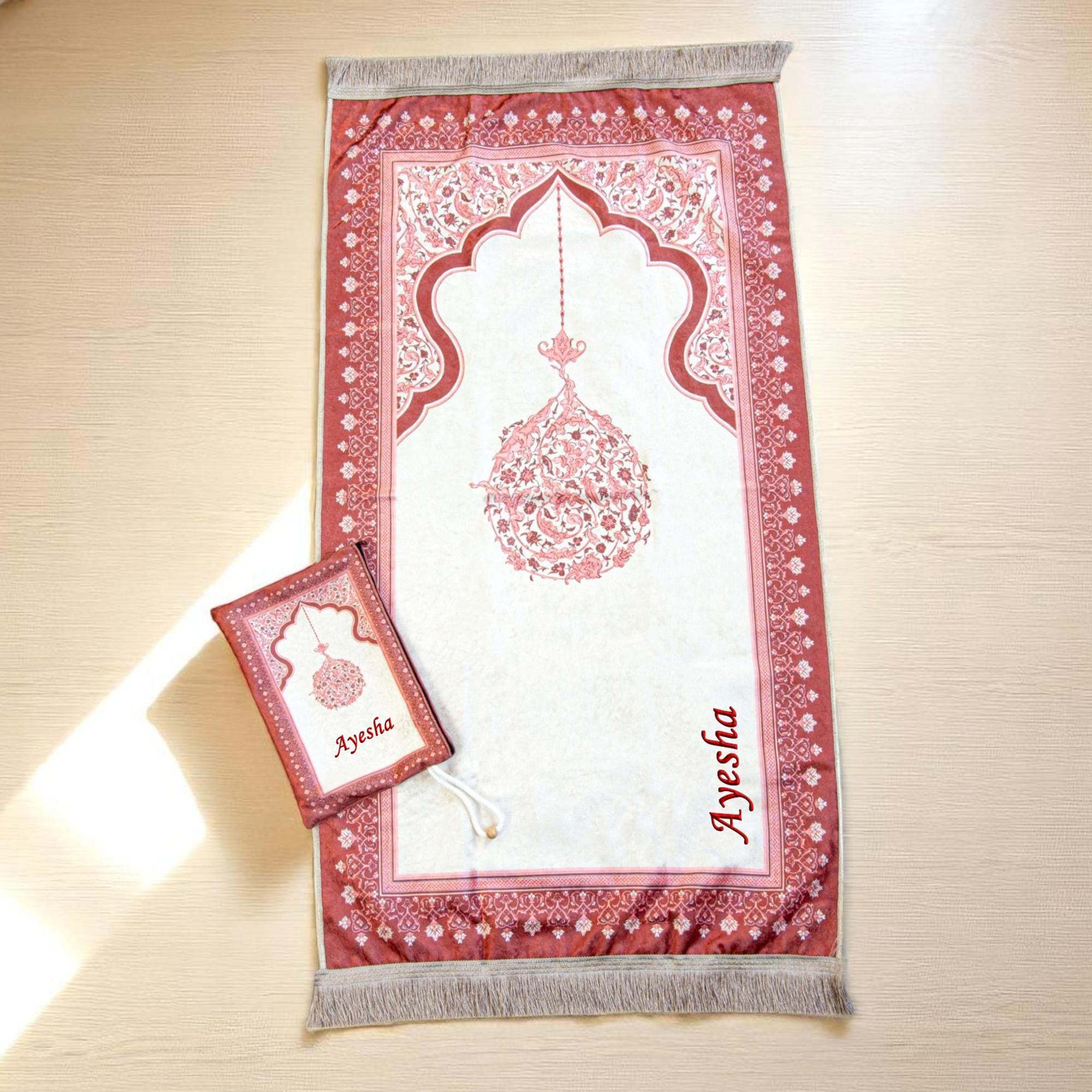 Personalized Prayer Rug and Bag Personalized Islamic Gift Set – Customizable Pouch and Tasbeeh Wedding Gift Islamic Gift Muslim Gift Purple - image 5