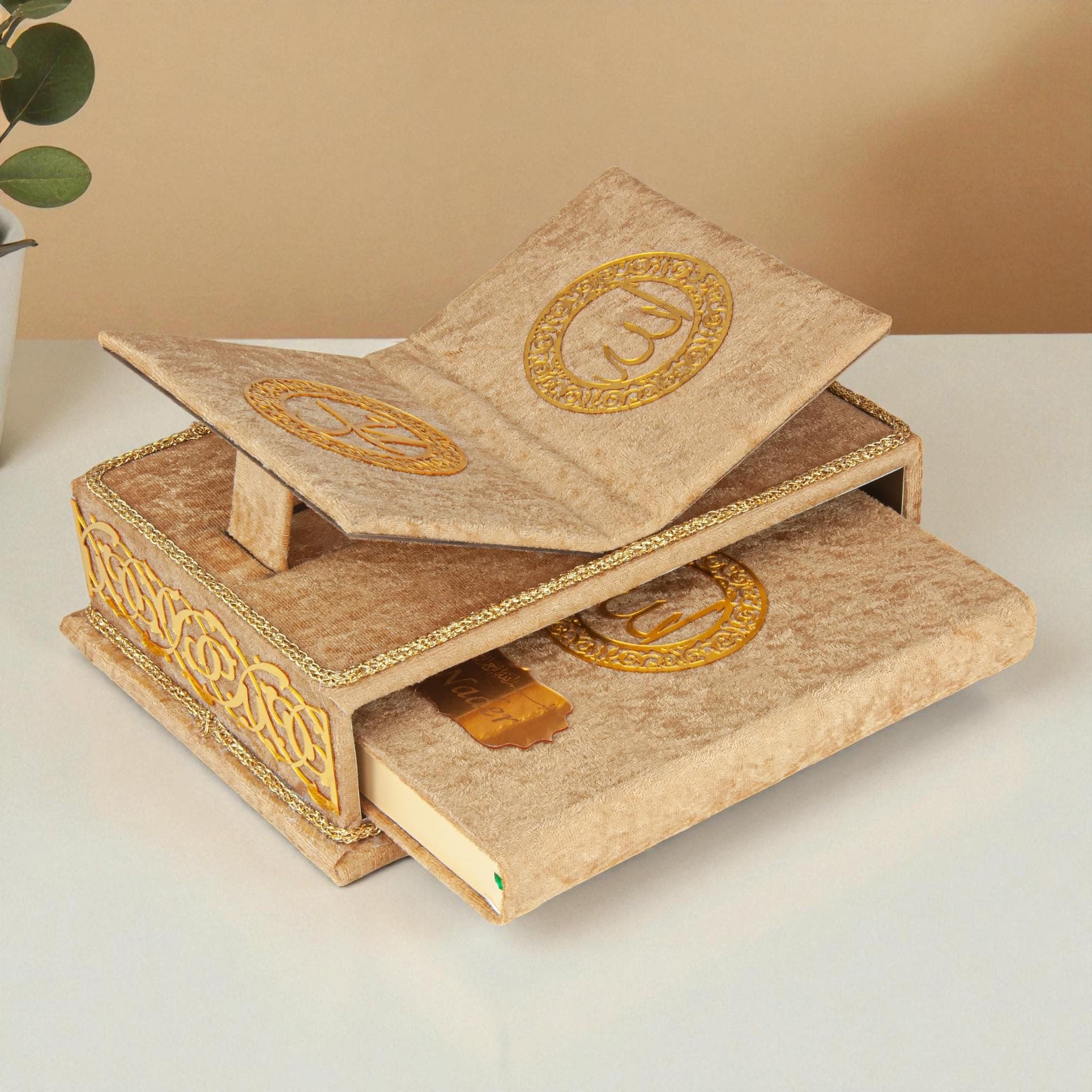 Personalized Velvet Quran with Quran Stand for Islamic Gift Green - image 3