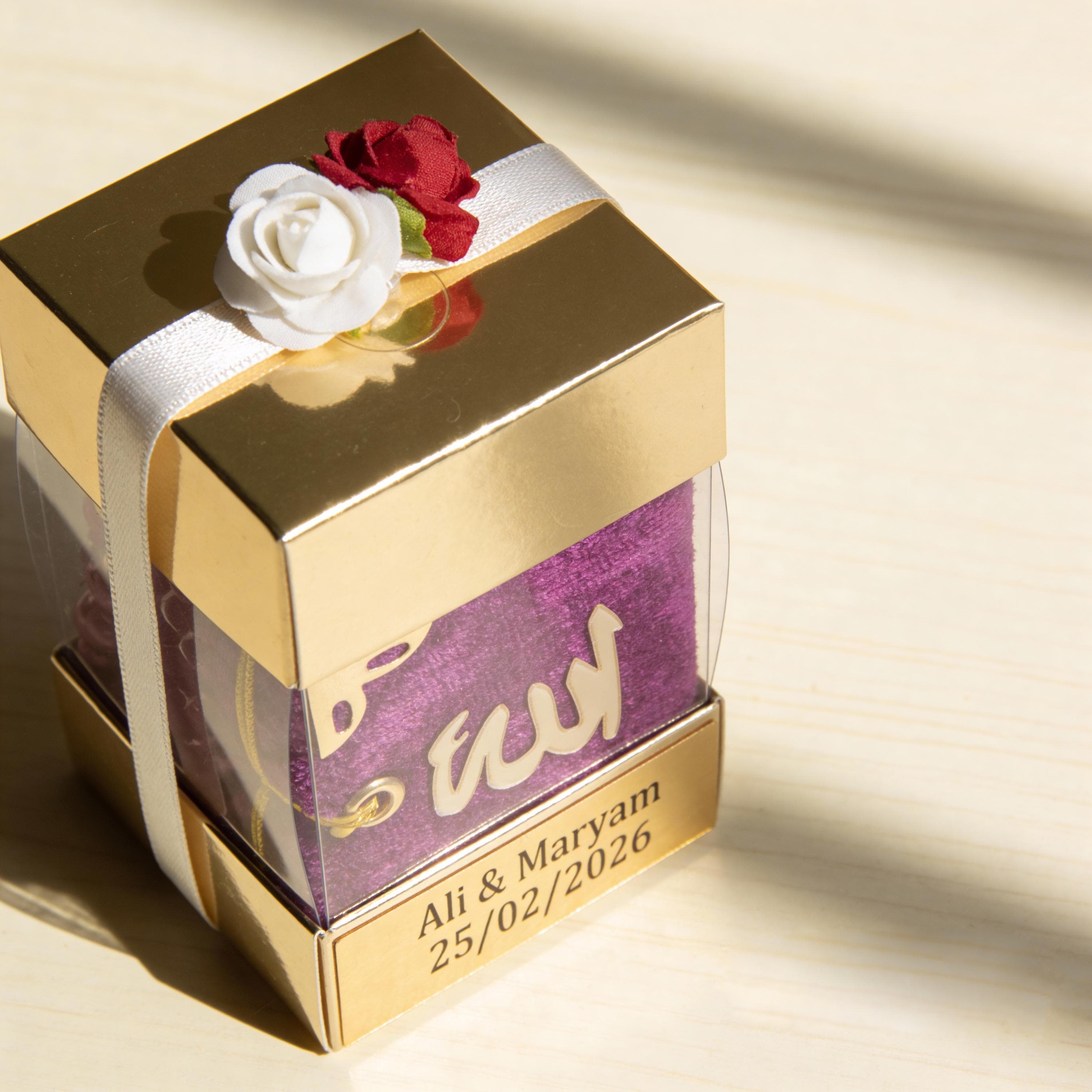 Personalized Mini Quran Velvet Gift Set, Prayer Beads, Eid Wedding Favor - image 4