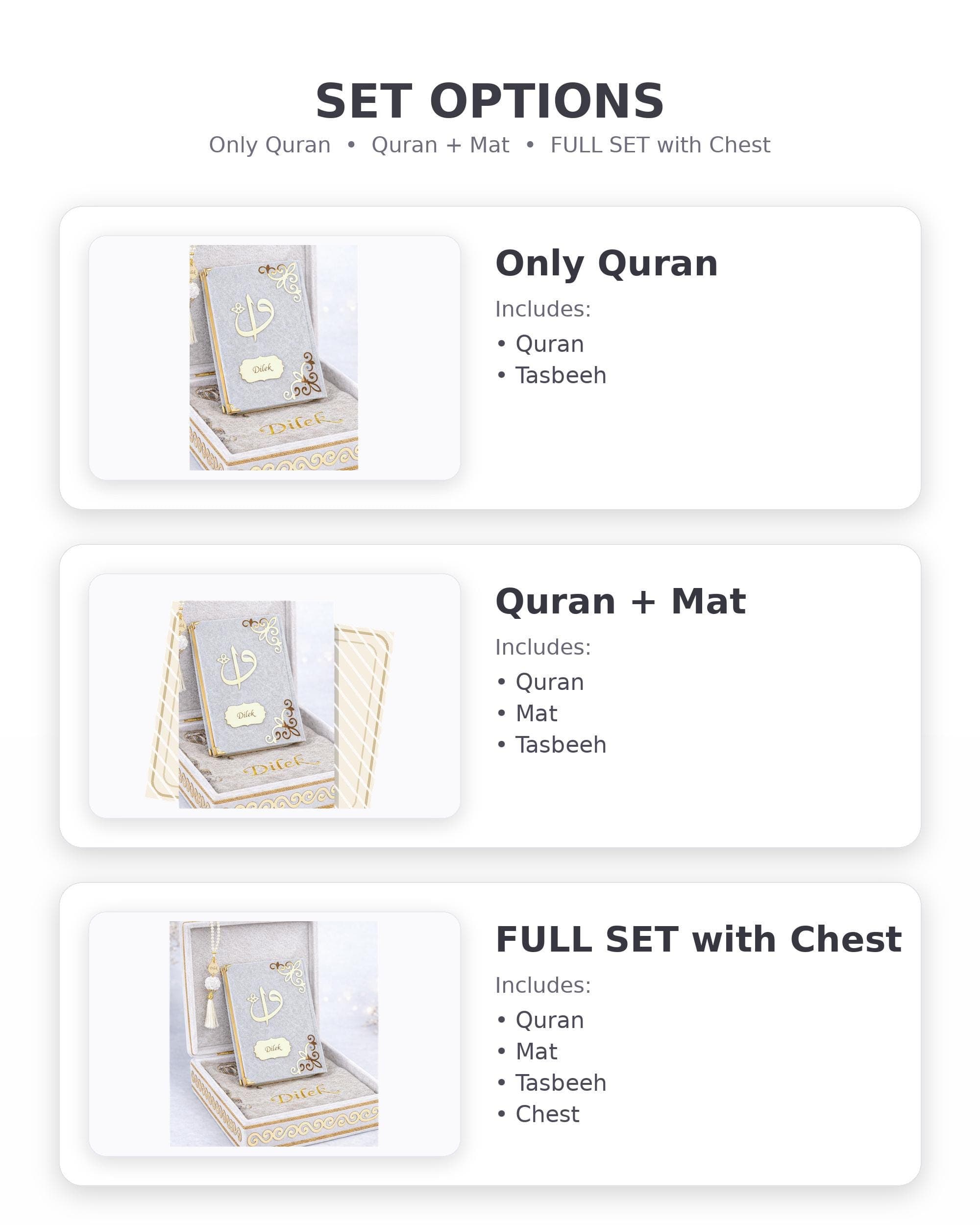 Personalized Velvet Quran Gift Set | Personalized Tasbeeh and Prayer Mat - image 3