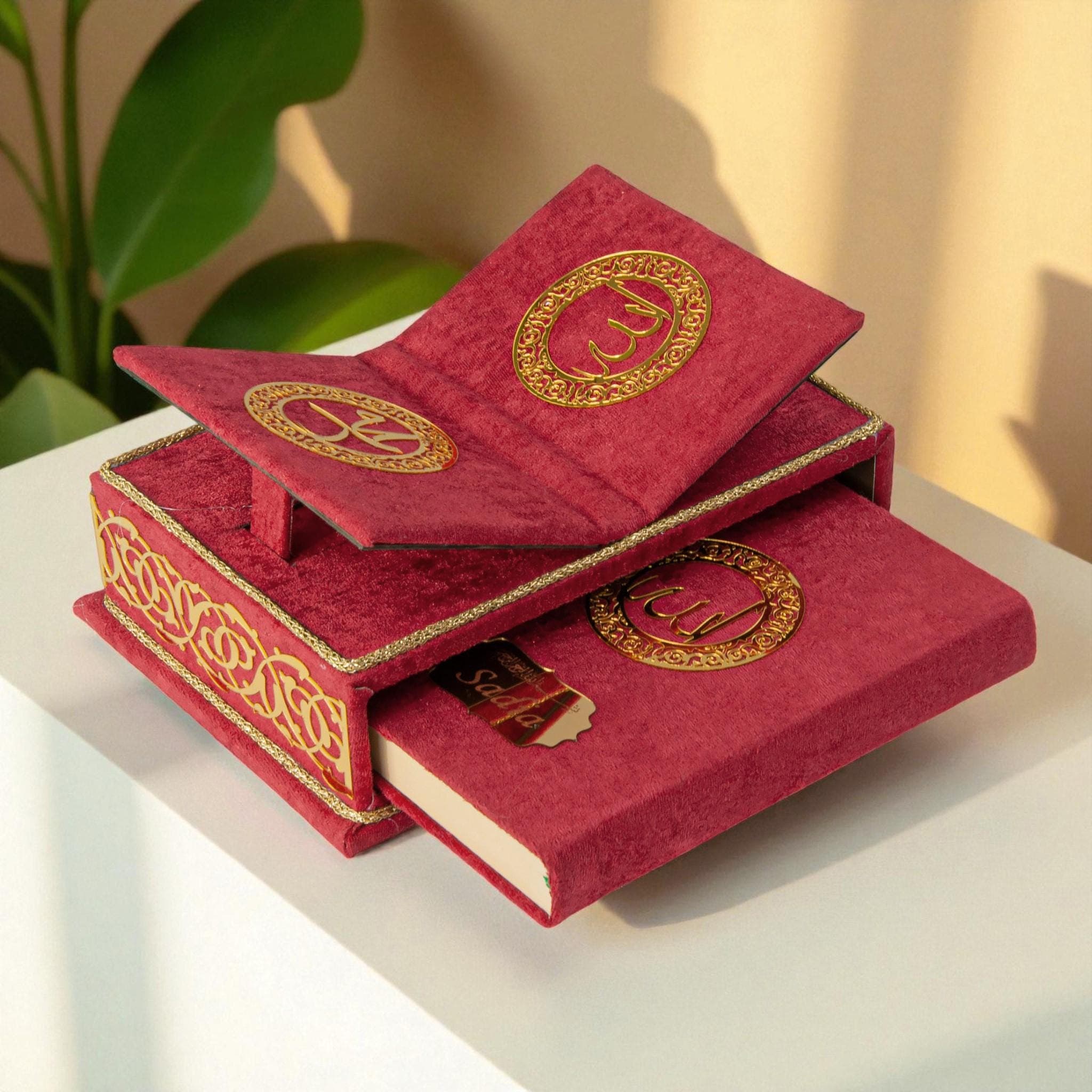 Personalized Velvet Quran with Quran Stand for Islamic Gift Green - image 4