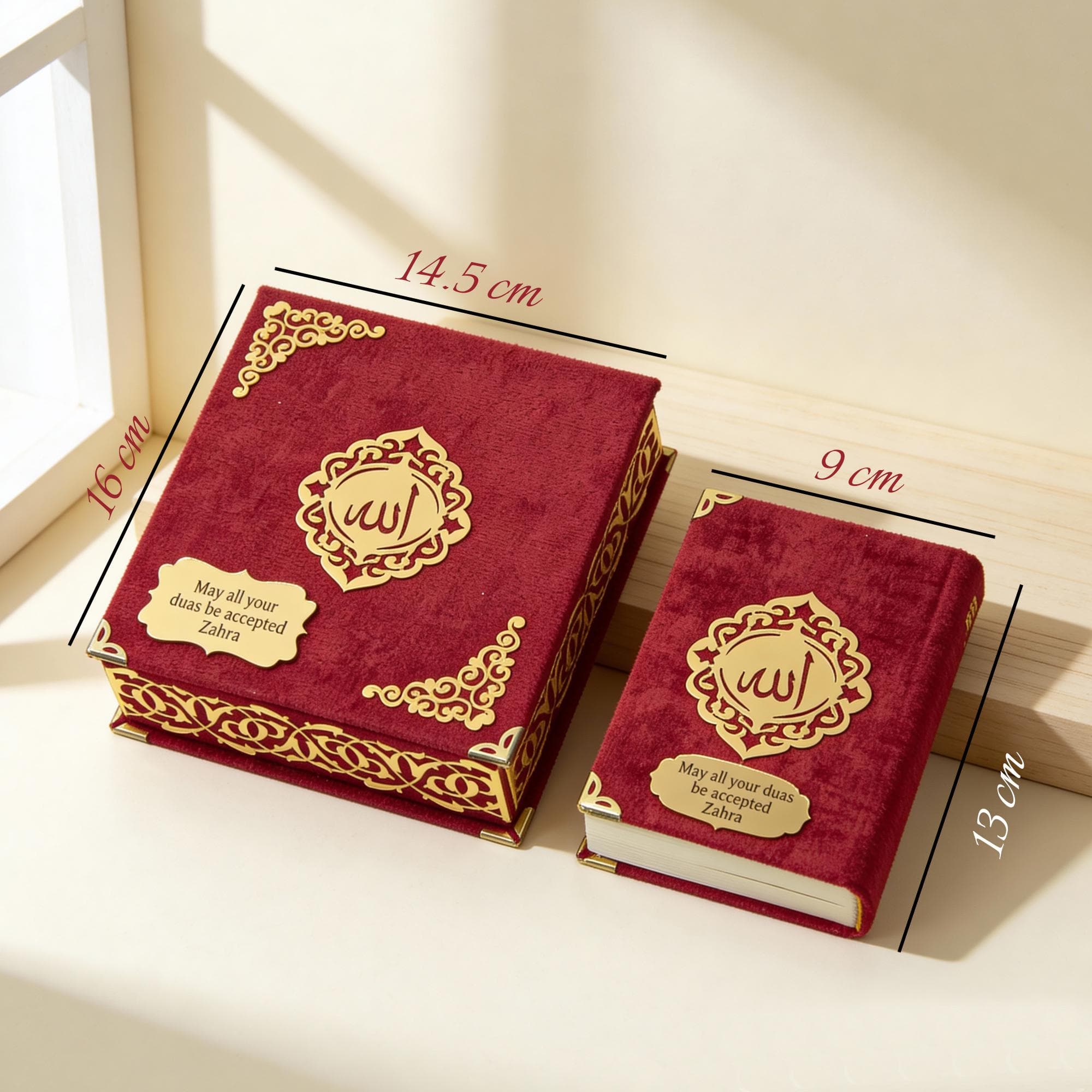 Personalized Quran Gift Set, Elegant Velvet Boxed Quran, Custom Name Arabic Quran, Prayer Beads, Islamic Wedding Gift, Nikkah & Eid Gift - image 4