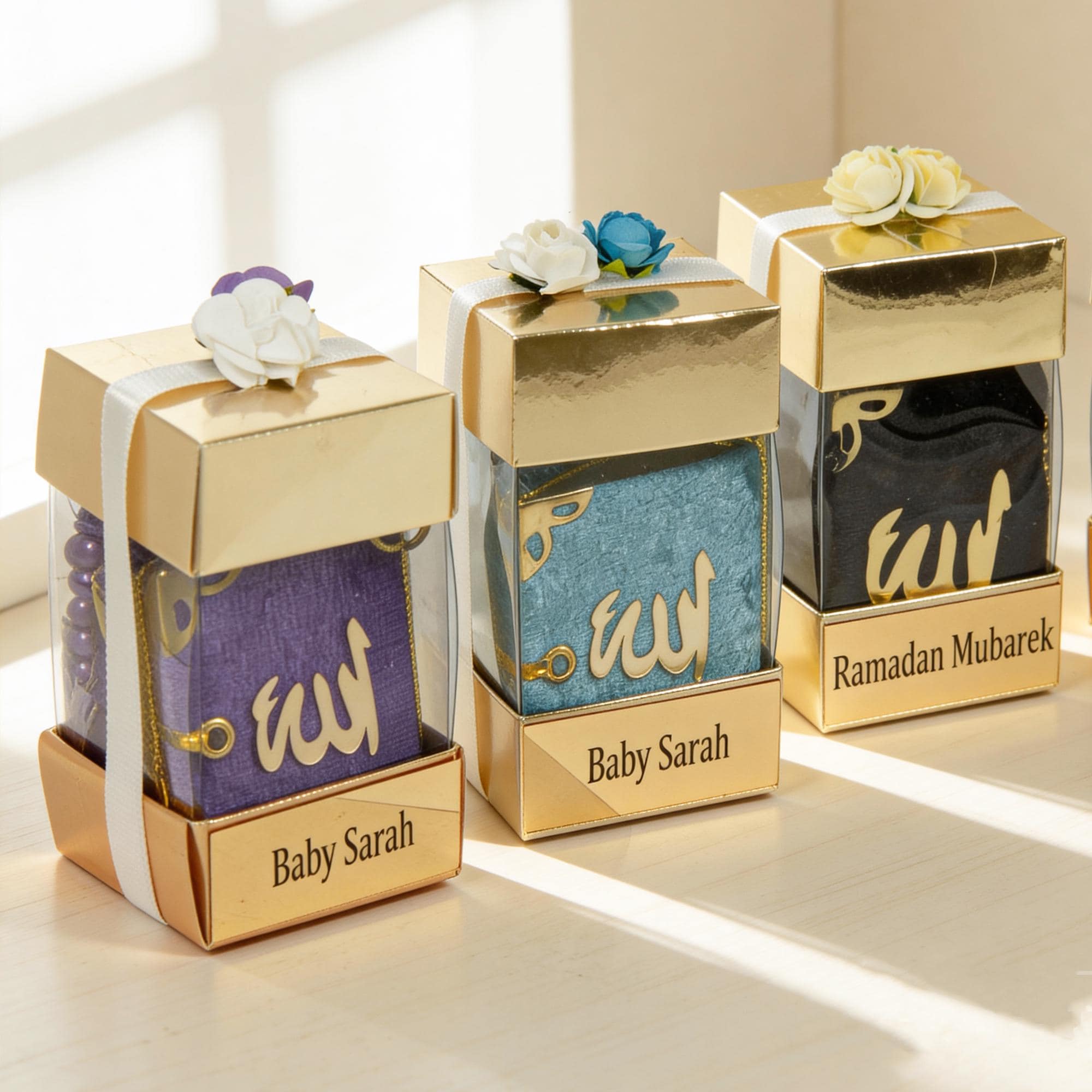 Personalized Mini Quran Velvet Gift Set, Prayer Beads, Eid Wedding Favor - image 5