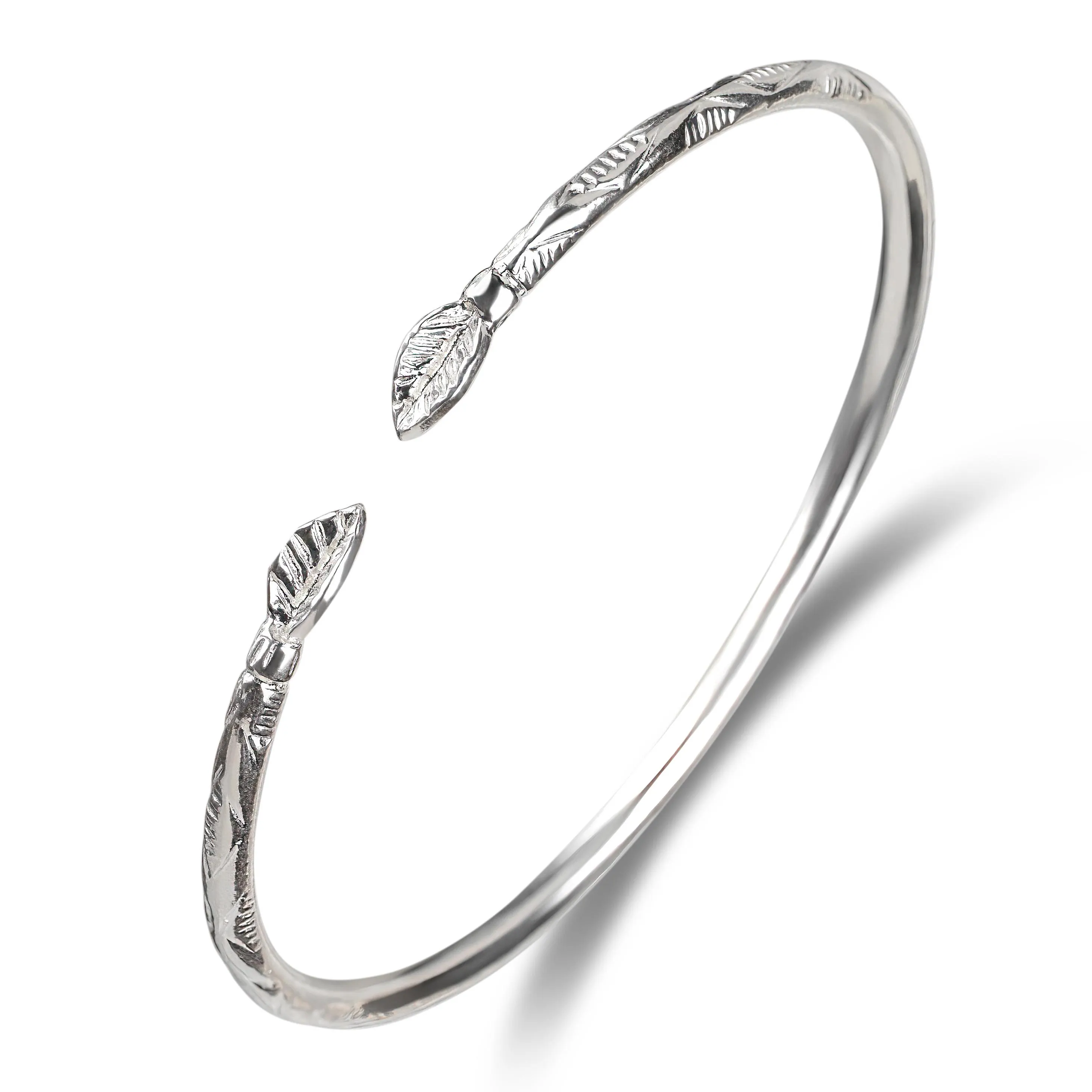 Sterling Silver Leaf Bracelet, Adjustable Cuff Bangle, Nature Inspired Jewelry, 1 piece - image 3