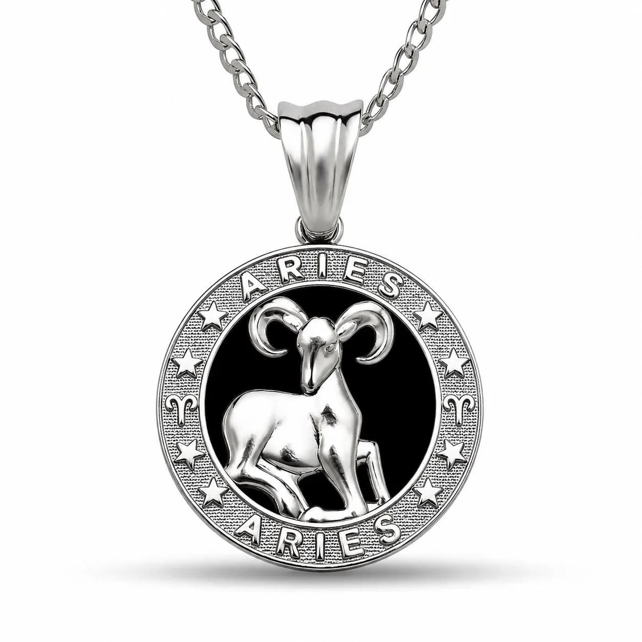 12 Zodiac Signs Pendant – 925 Sterling Silver Black Onyx-Style Astrology Necklace Charm