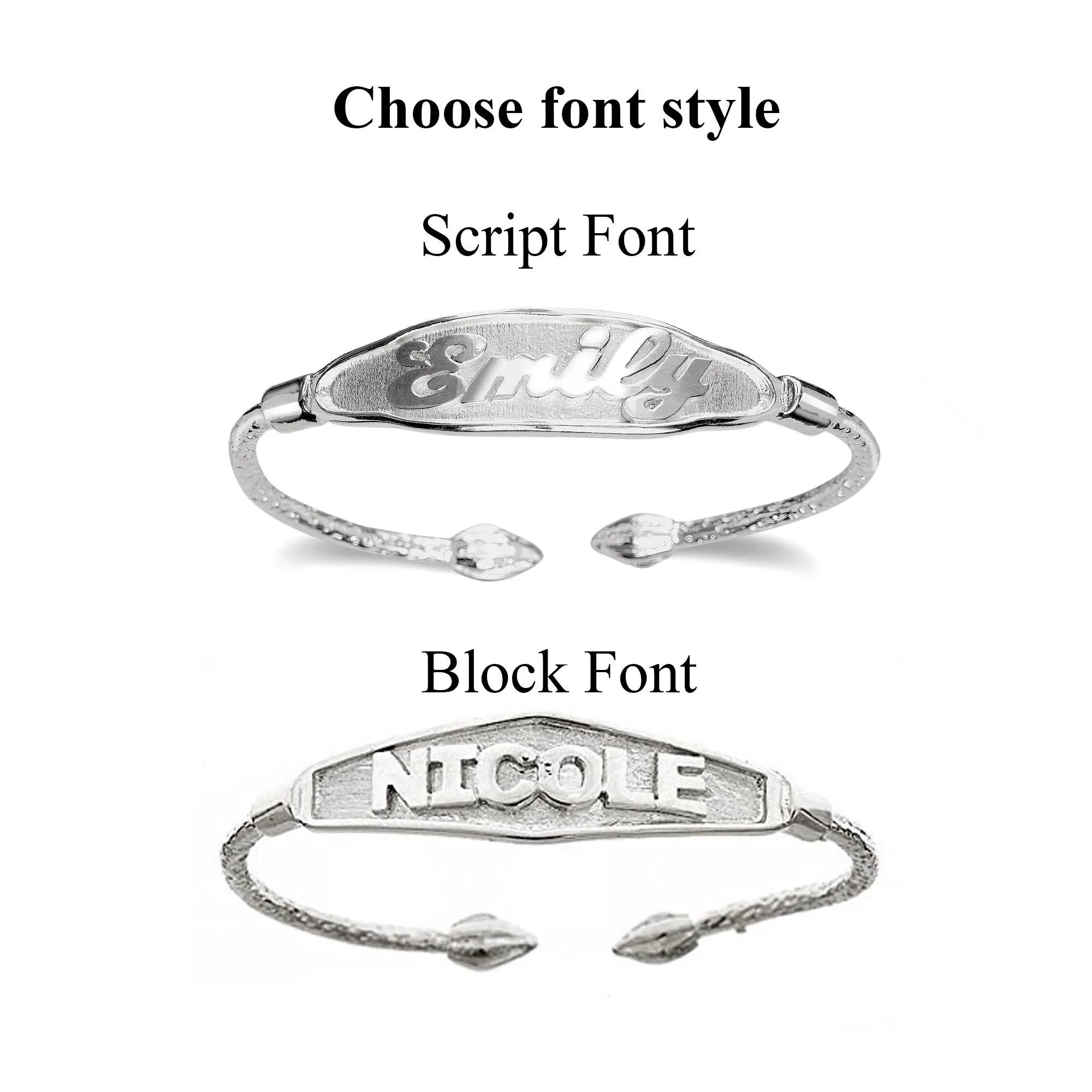 Personalized Baby Bangle, .925 Sterling Silver Name Bracelet, Handmade - image 3