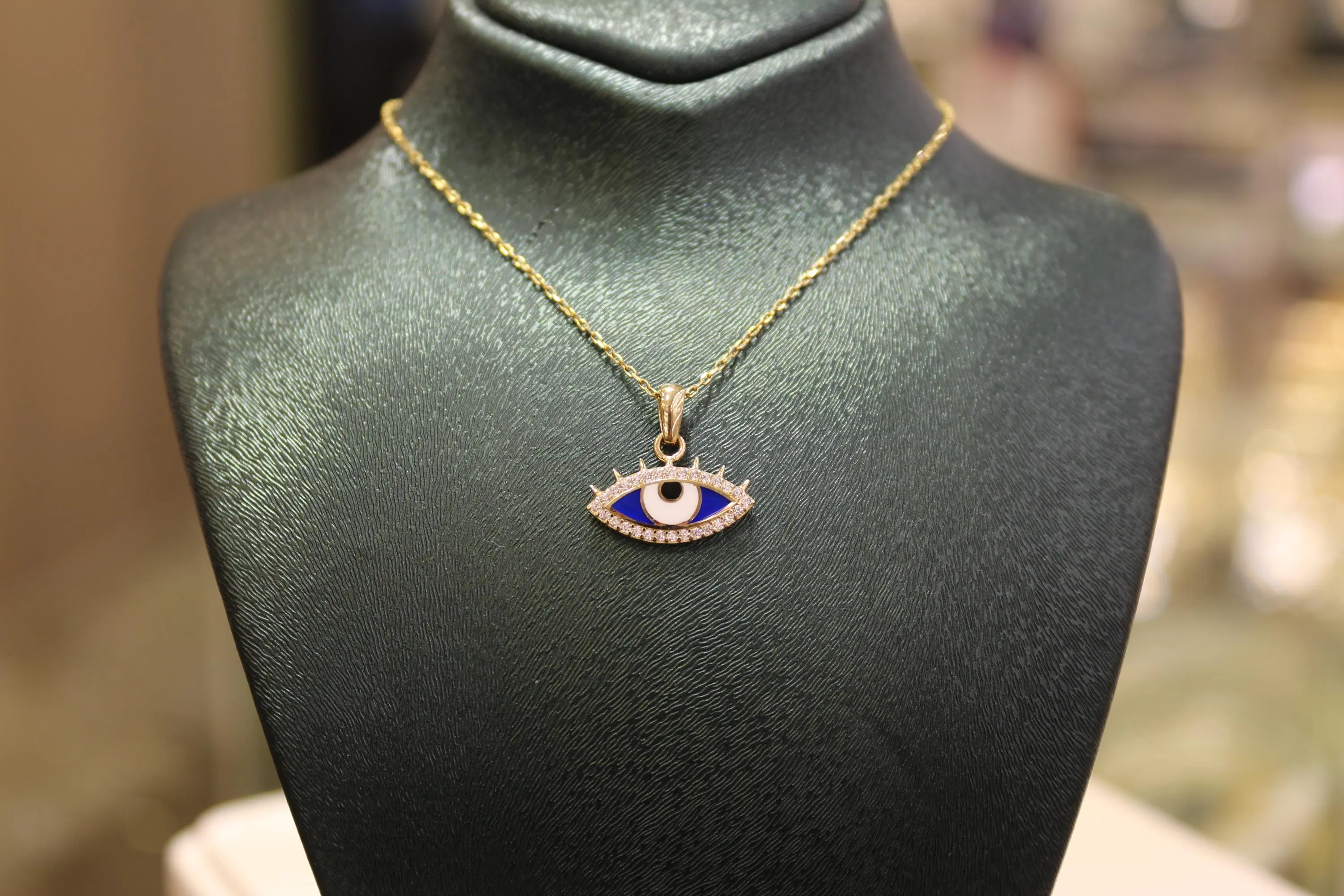 14k Gold Evil Eye Pendant, 14k Solid Gold Evil Eye Protection Necklace, Pendant, Gold Pendant , Gift for Her, Blue Eye Charm, Jewelry Gift - image 3