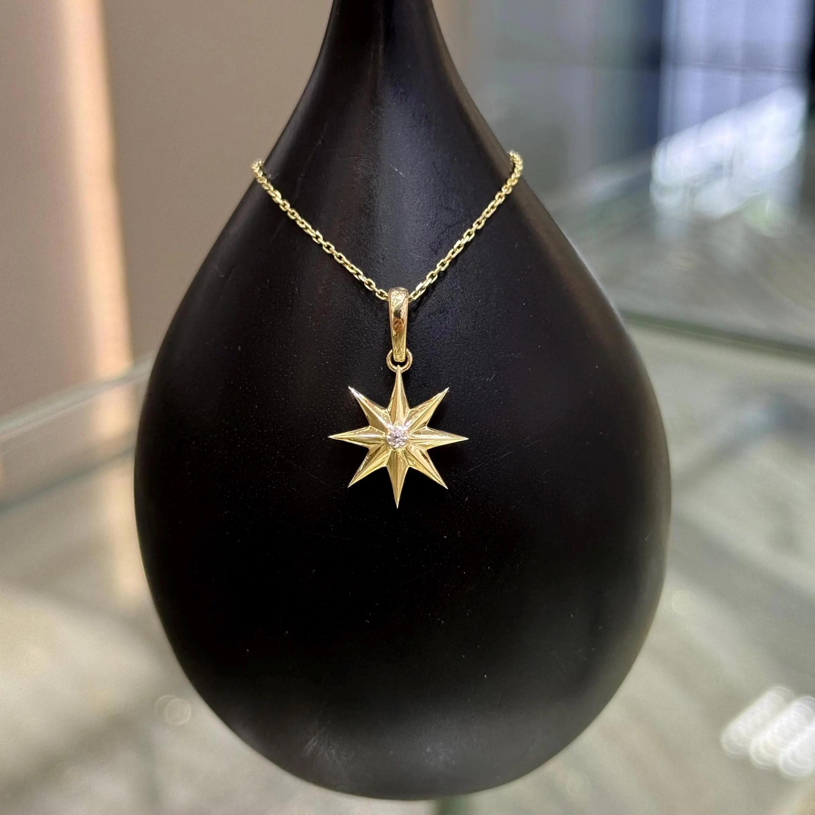 14k Gold North Star Necklace, Polaris Pendant, Pole Star Necklace, Gift for Her, Unique Gift, Northstar Charm, 14k Gold Pendant, Jewelry
