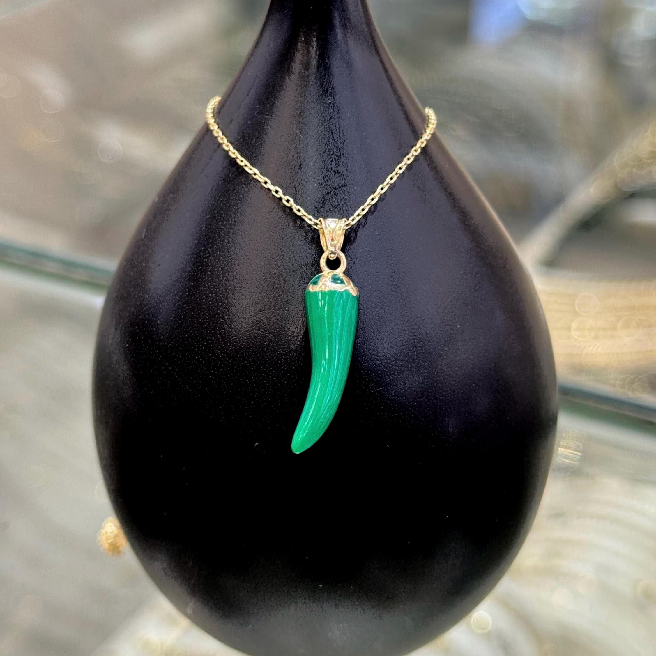 14K Gold Cornicello Necklace, Italian Horn Chili Pepper Pendant, Good Luck Protection Talisman, Luck Jewelry, Gift for Her, Italian Symbol